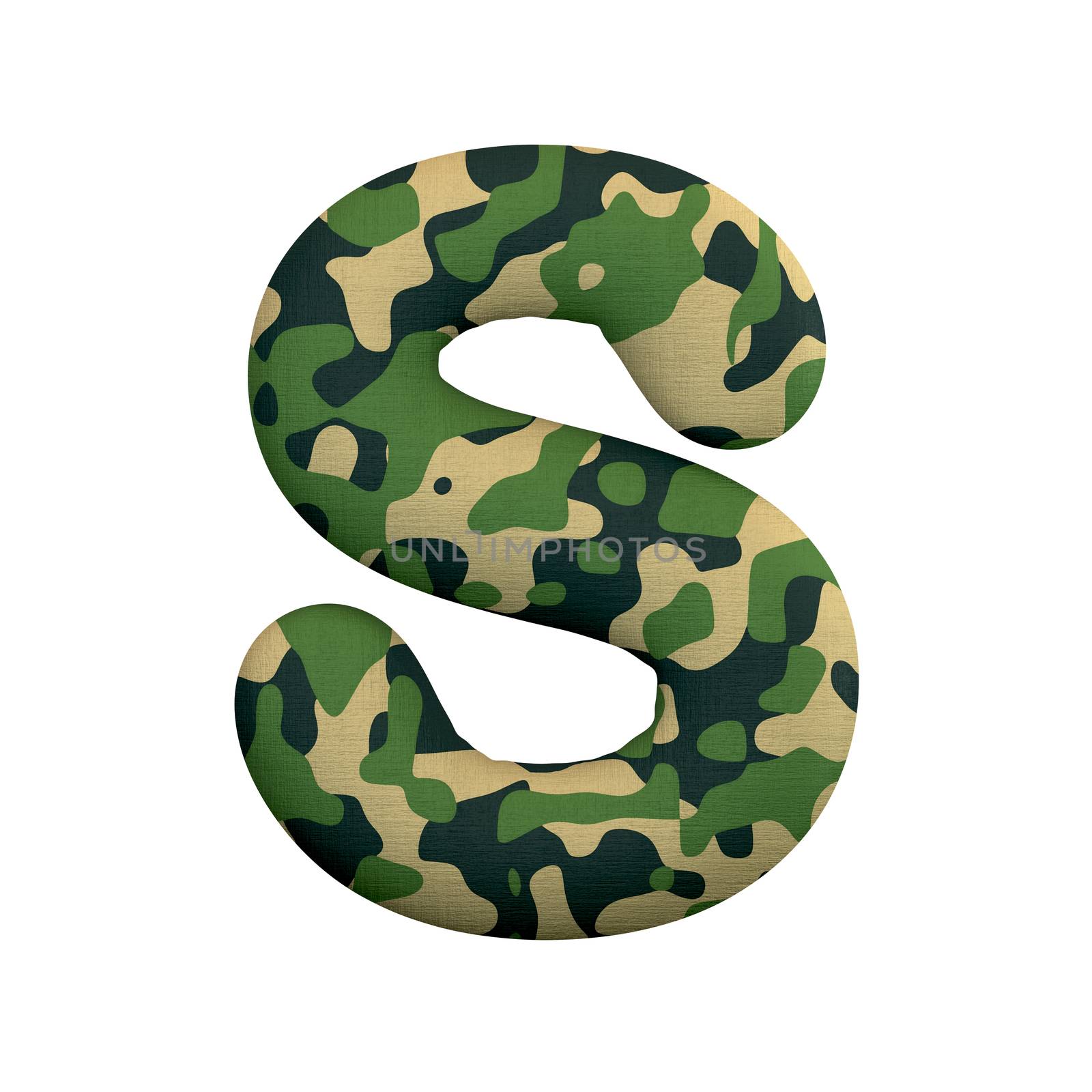 Army letter S - Uppercase 3d Camo font - Army, war or survivalism concept by chrisroll