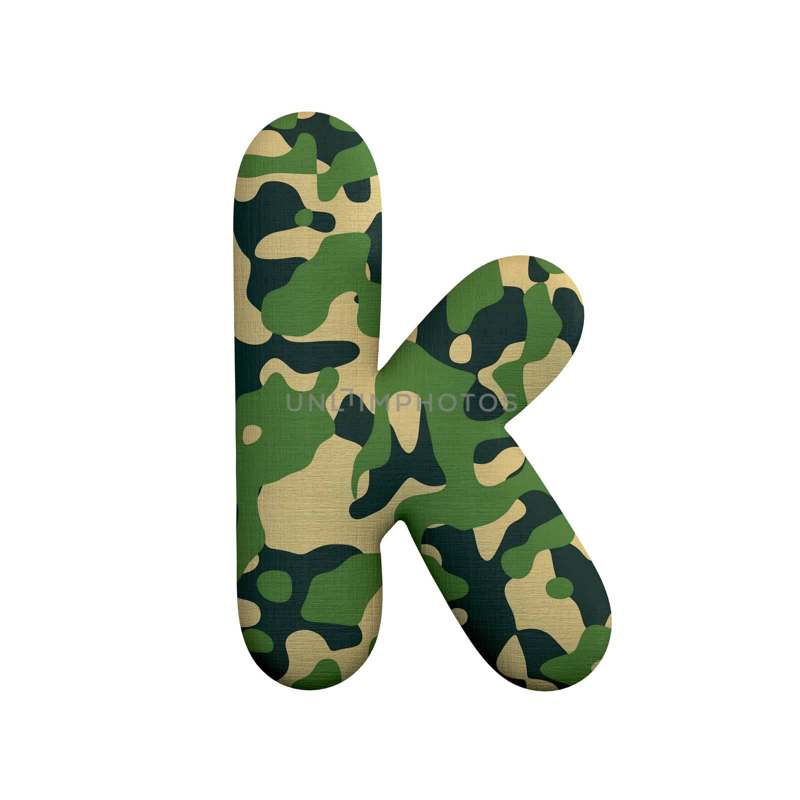 Army letter K - Small 3d Camo font - Army, war or survivalism concept by chrisroll