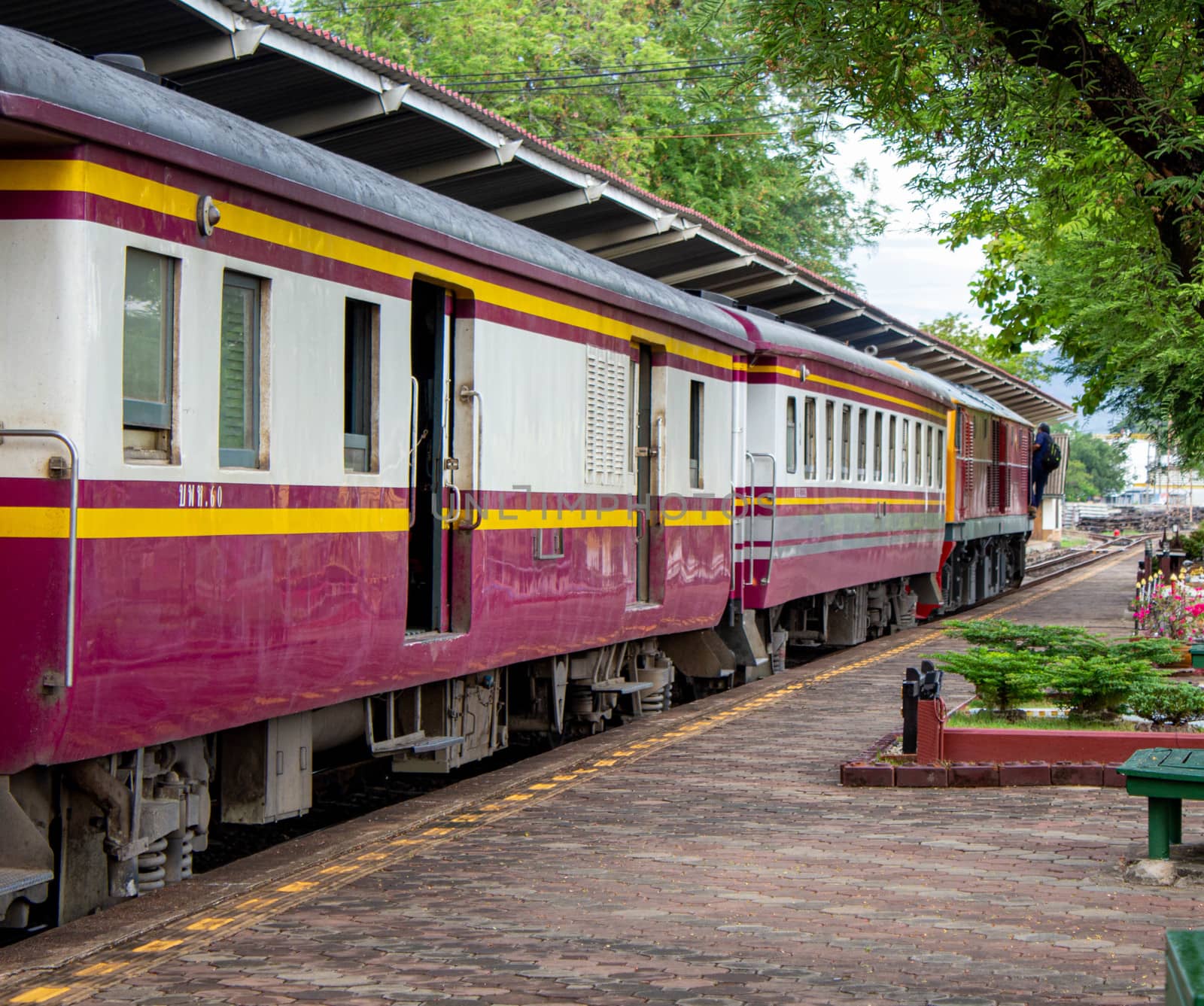 Vintage diesel engine train at Lamphun station, Thailand. by TEERASAK