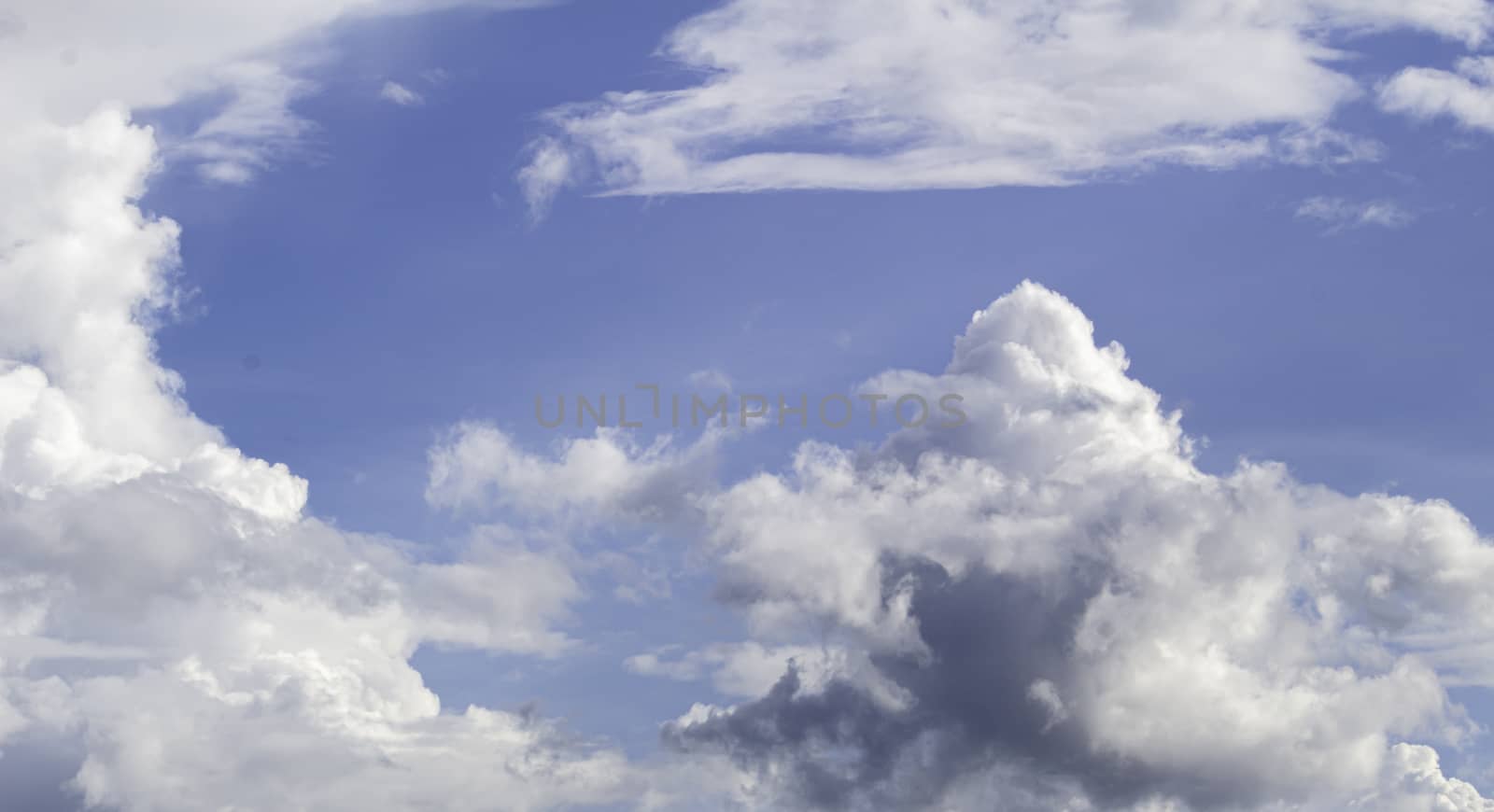 Blue sky with large cloud background.