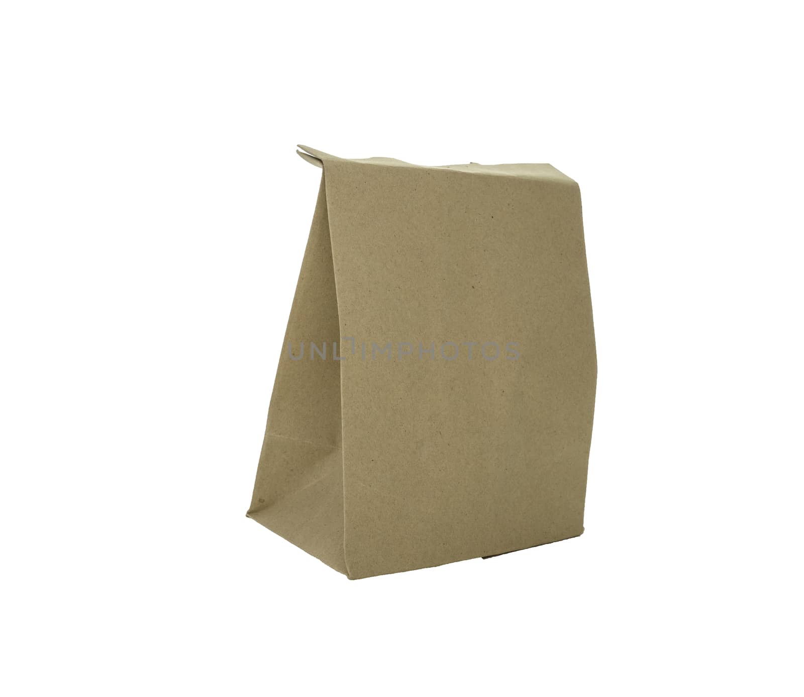 Recycle brown paper bag isolated on white background. by TEERASAK