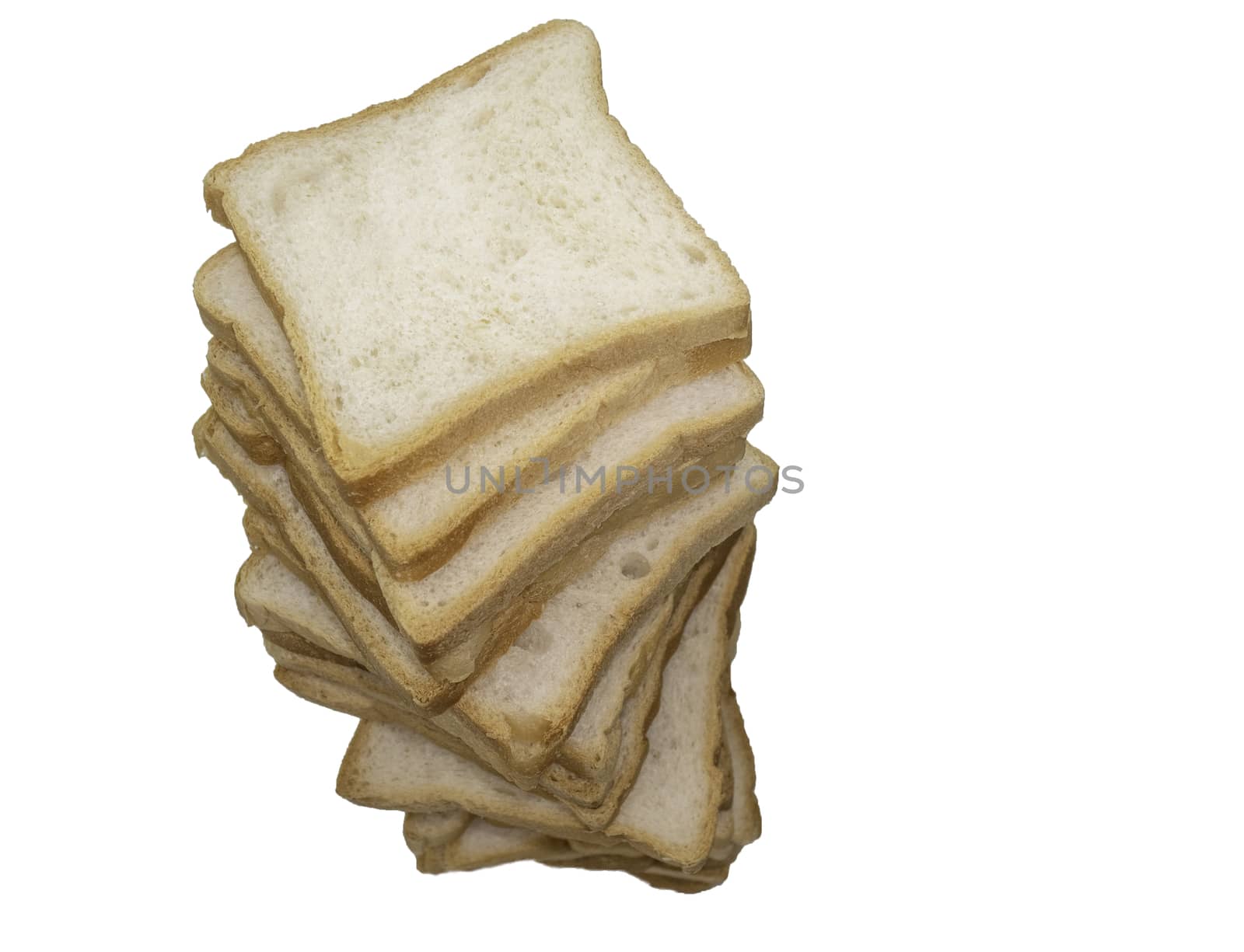 Loaf of sliced bread isolated on a white background. by TEERASAK