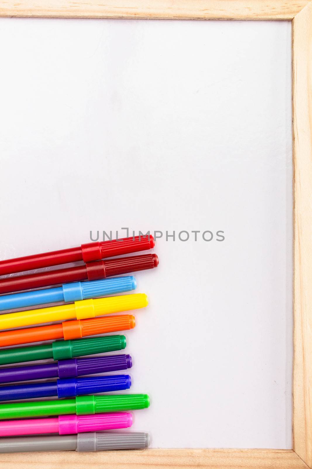 Blank whiteboard and Magic color row. Copy Placed or space for text. by TEERASAK