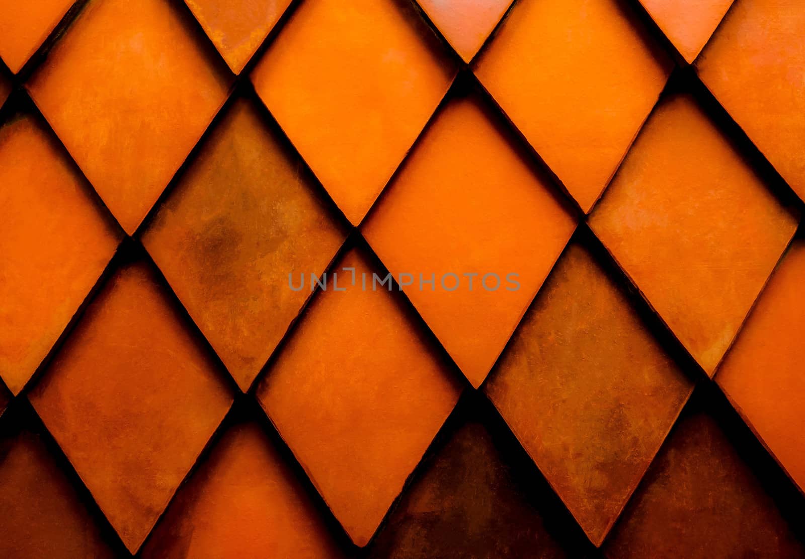 Close up texture of orange rhombus brick. Wall for exterior or interior design. Building material. Background concept. by TEERASAK