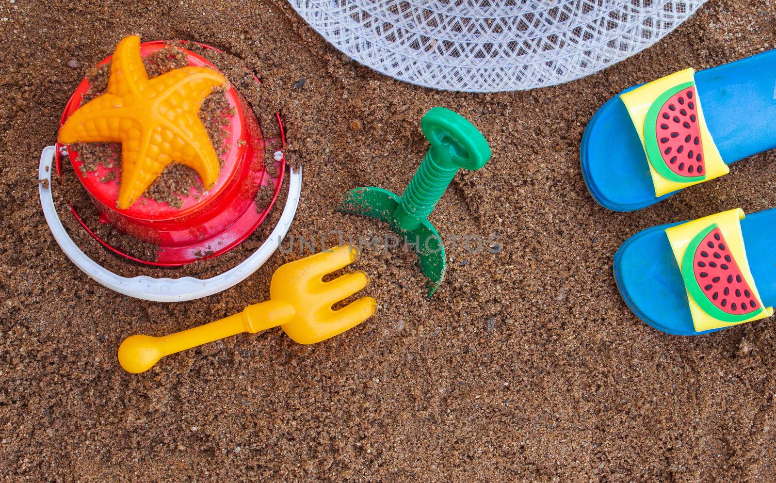 Children's beach toys and summer accessories with space for your by TEERASAK