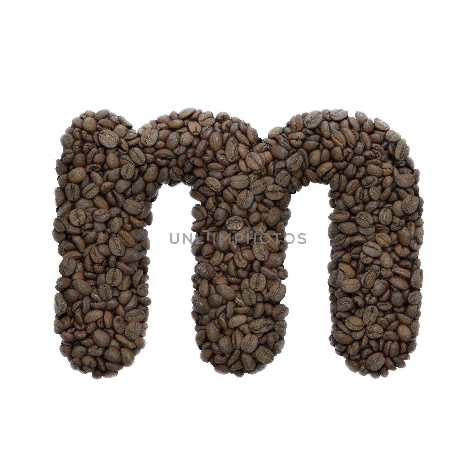 Coffee letter M - Lowercase 3d roasted beans font - Suitable for Coffee, energy or insomnia related subjects by chrisroll