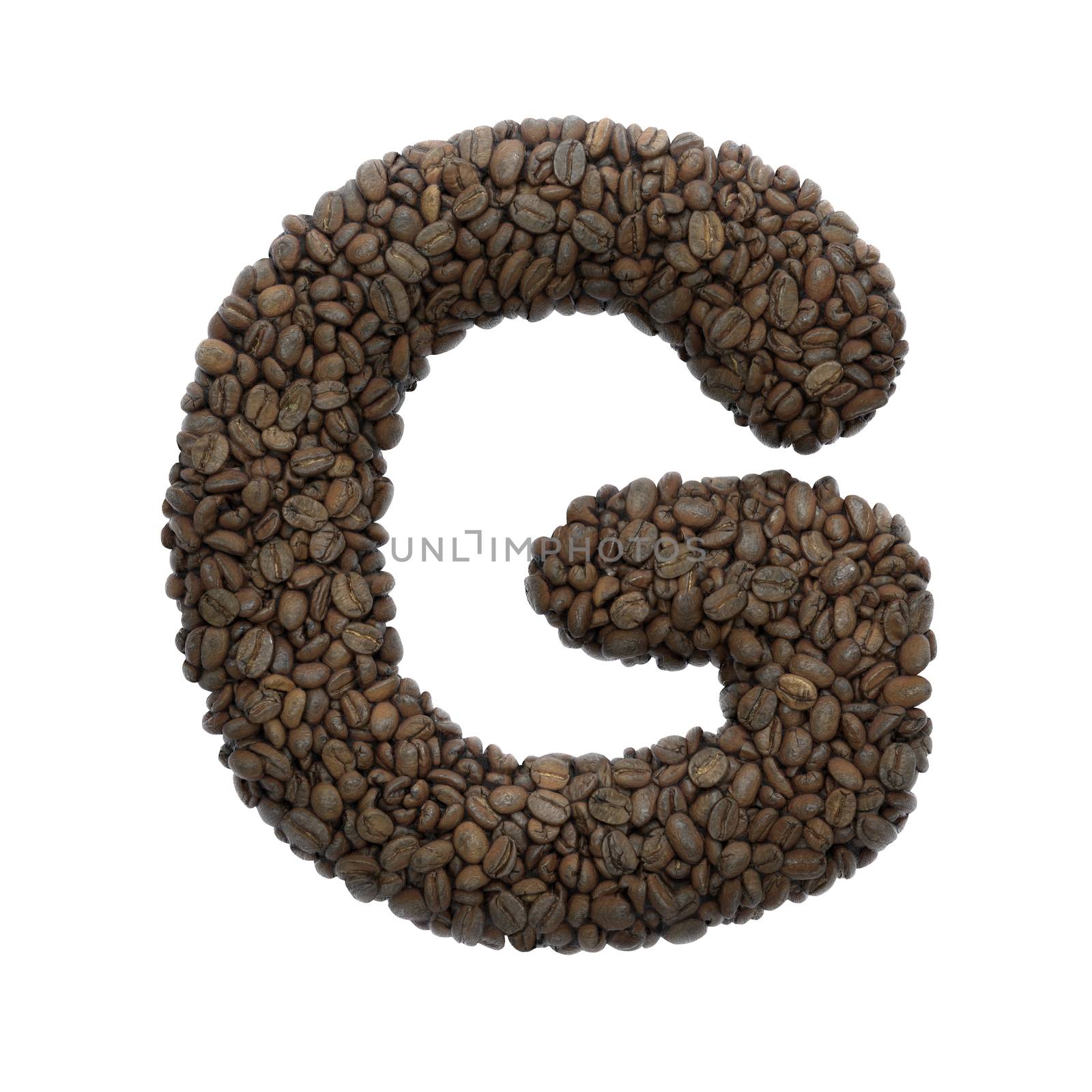 Coffee letter G - Capital 3d roasted beans font - suitable for Coffee, energy or insomnia related subjects by chrisroll