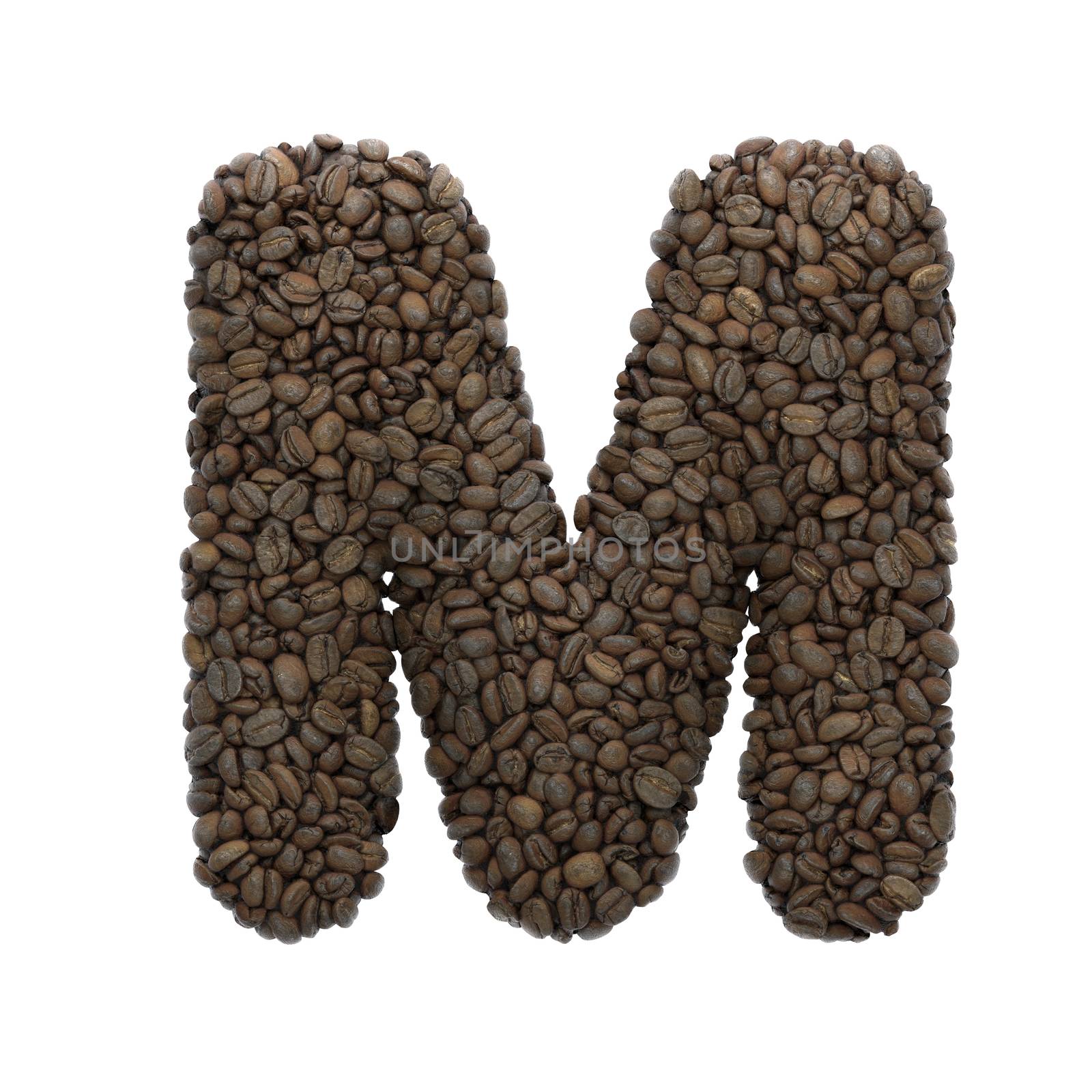 Coffee letter M - Capital 3d roasted beans font - suitable for Coffee, energy or insomnia related subjects by chrisroll