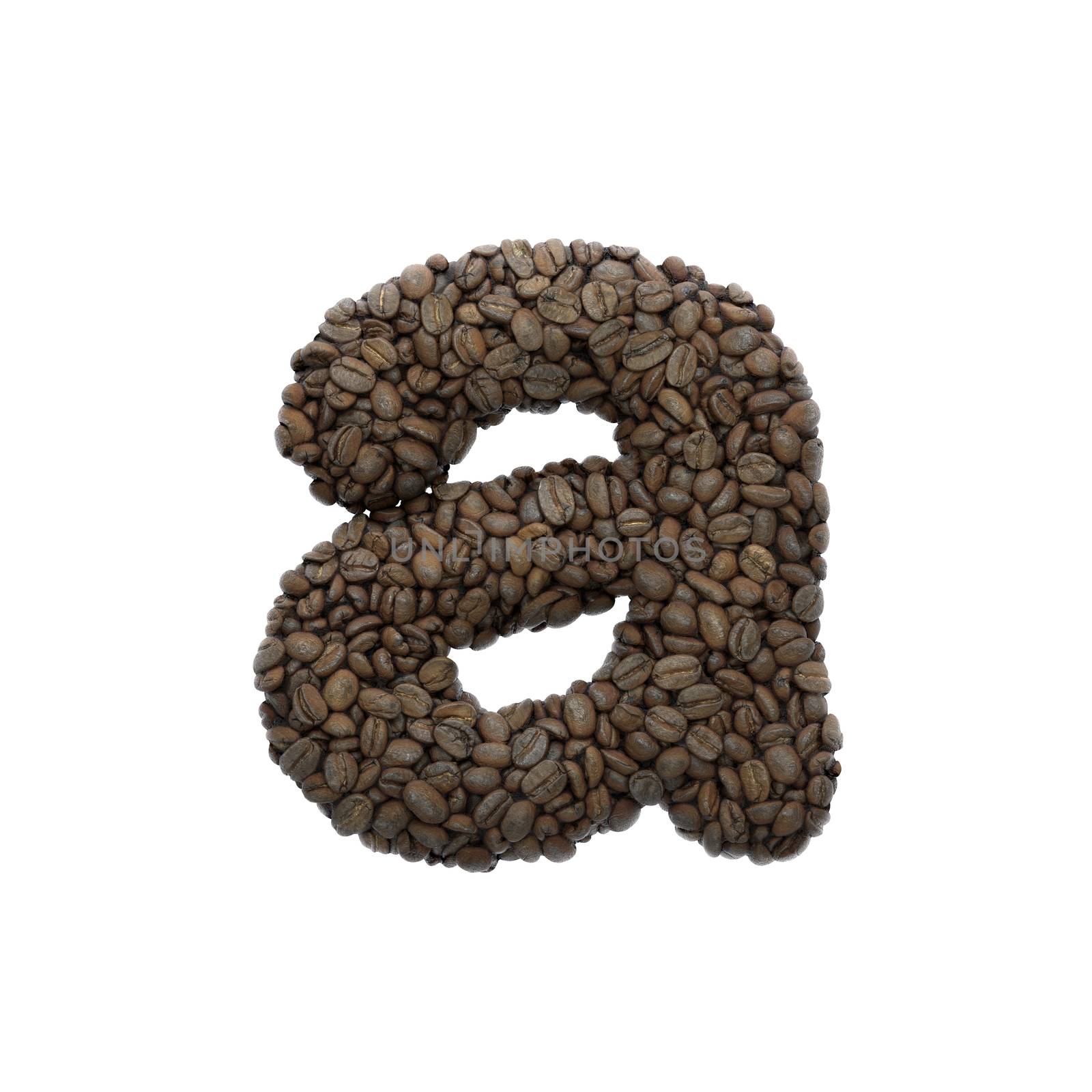 Coffee letter A - Lowercase 3d roasted beans font - Suitable for Coffee, energy or insomnia related subjects by chrisroll