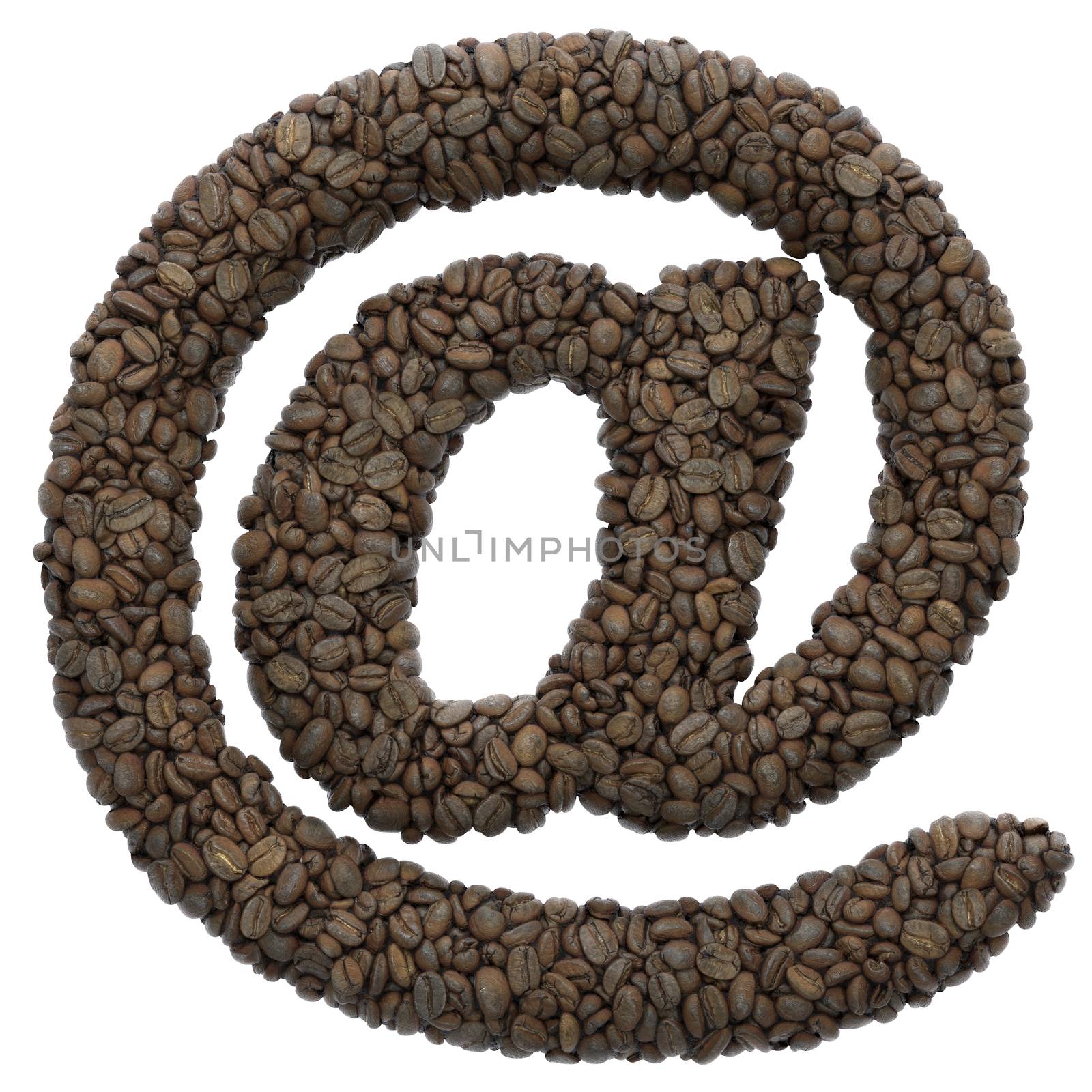 Coffee email sign - 3d at sign roasted beans symbol - Suitable for Coffee, energy or insomnia related subjects by chrisroll