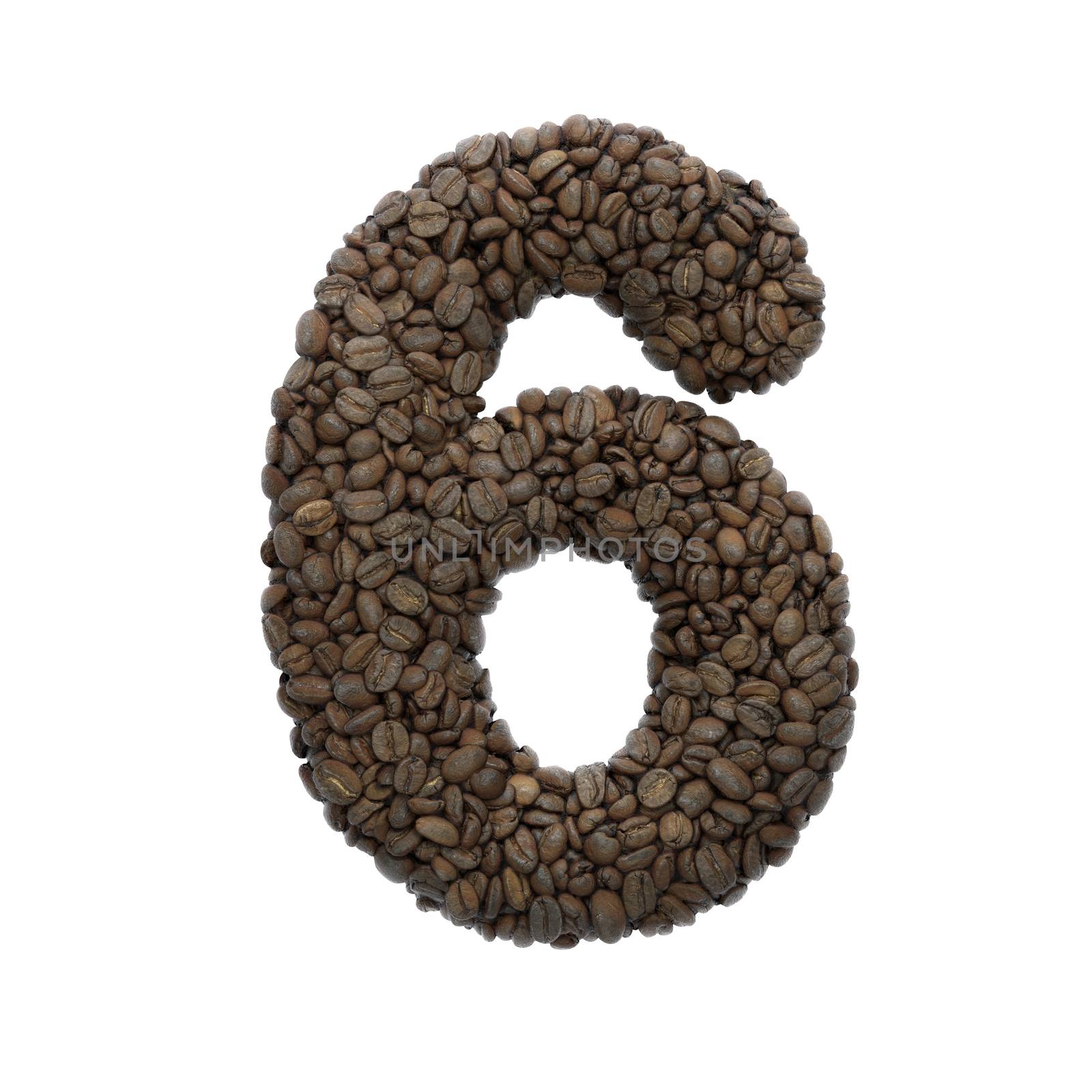 Coffee number 6 -  3d roasted beans digit - Suitable for Coffee, energy or insomnia related subjects by chrisroll