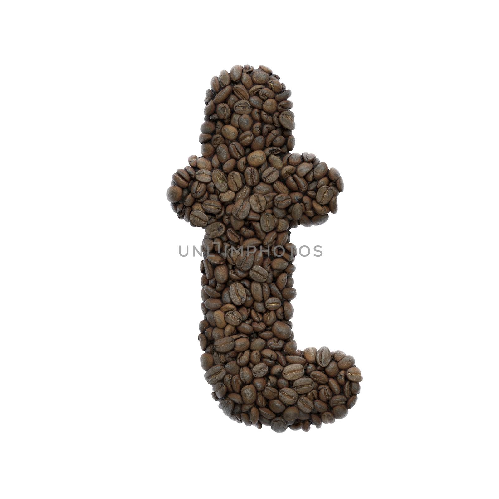 Coffee letter T - Lower-case 3d roasted beans font - Suitable for Coffee, energy or insomnia related subjects by chrisroll