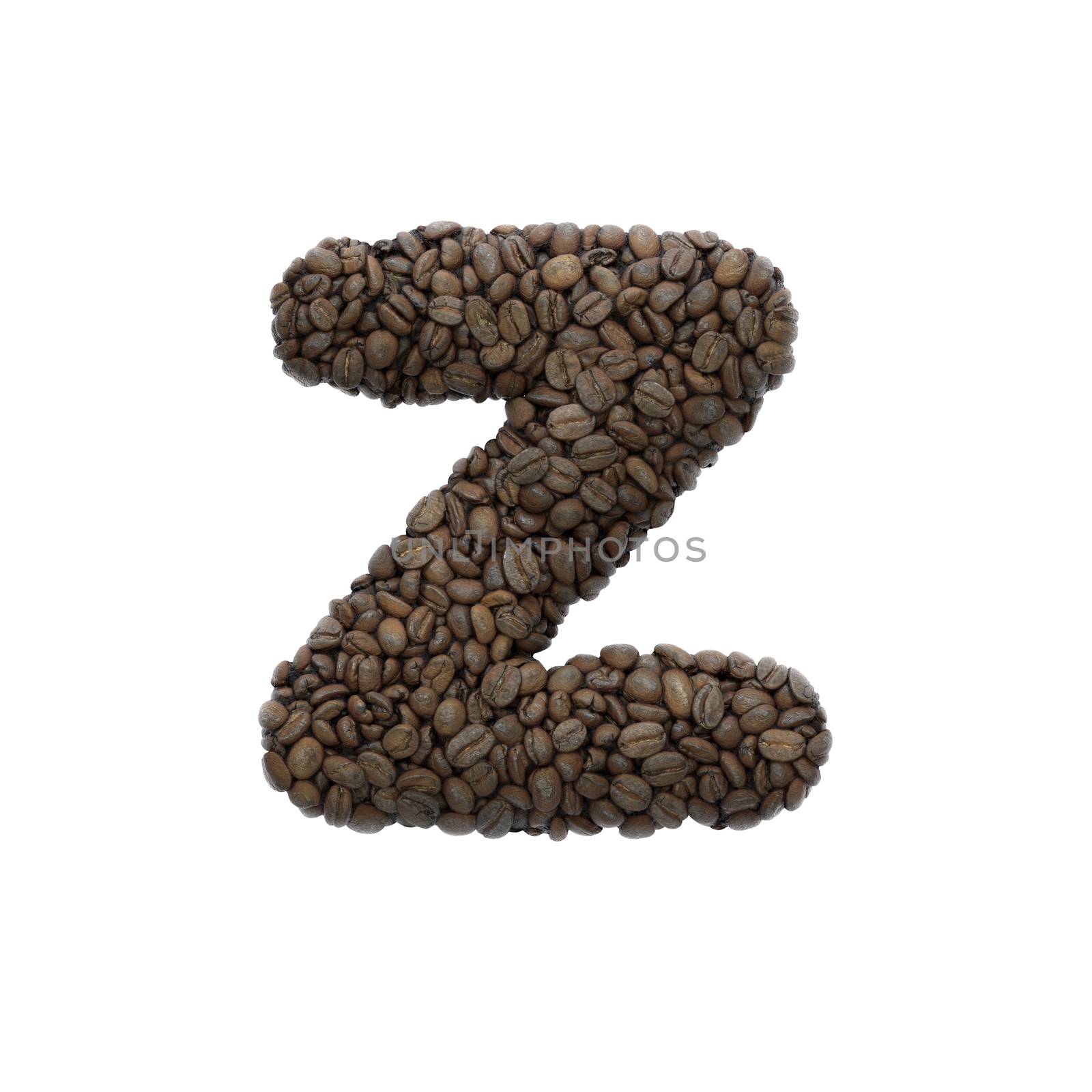 Coffee letter Z - Lower-case 3d roasted beans font - Suitable for Coffee, energy or insomnia related subjects by chrisroll