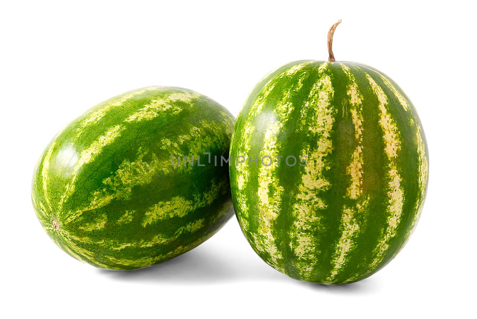 Two fresh organic Watermelons isolated on white