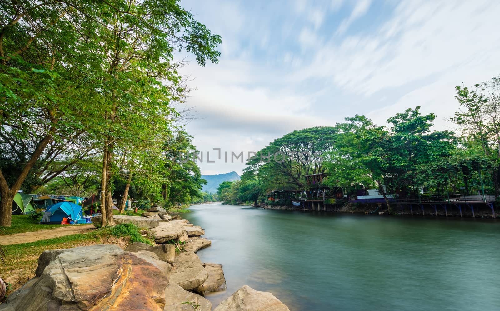 Camping and tent near the river