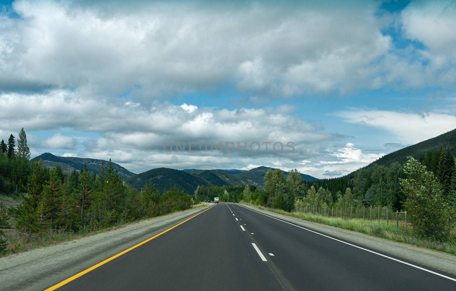 Turn of highway one in mountains of British Columbia