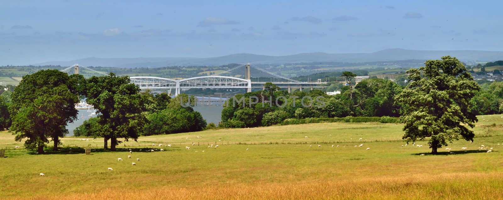 Rail and Road bridges spanning the Tamar river between Devon and Cornwall UK. Isambard Kingdom  Brunel. 