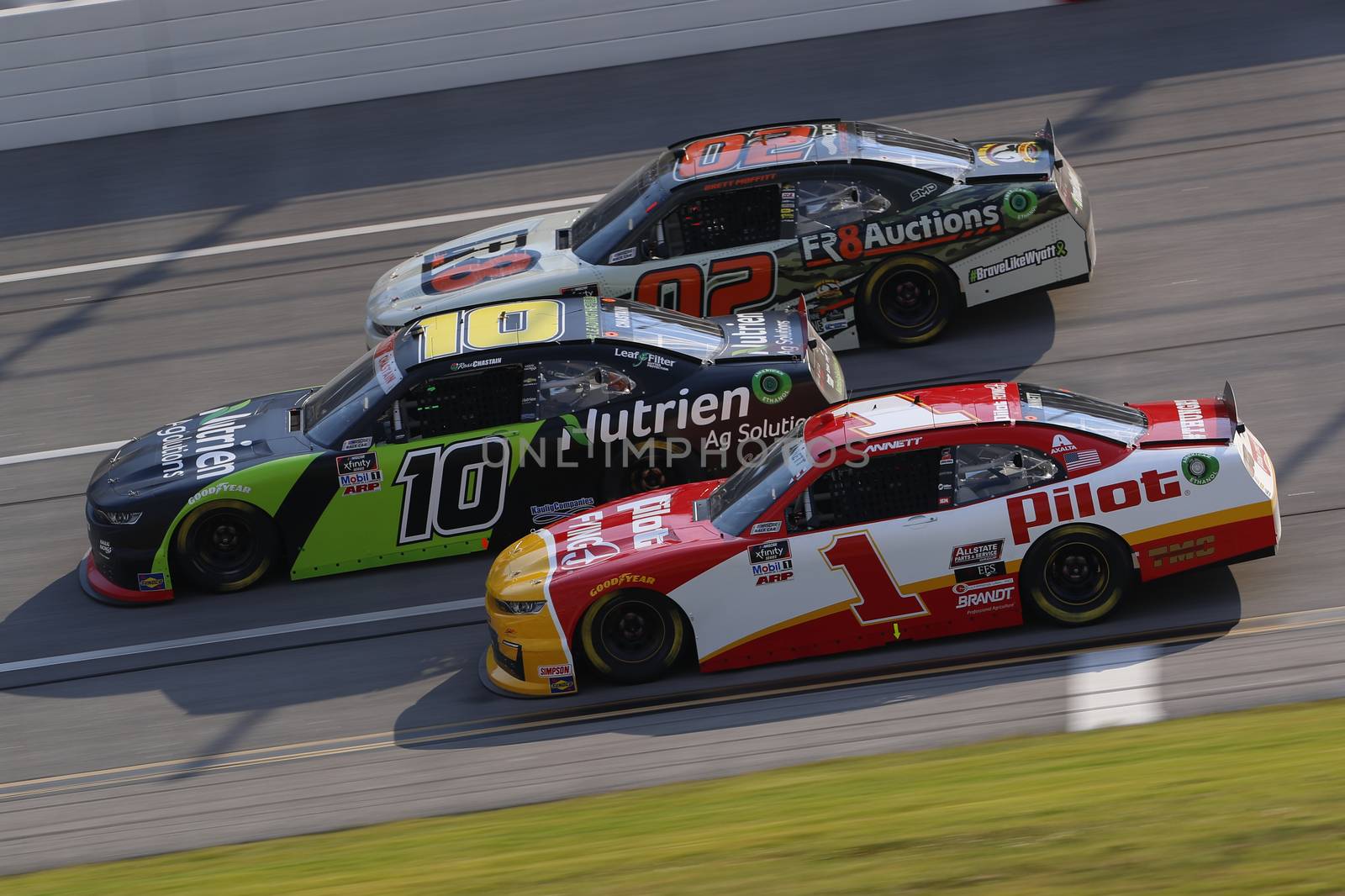 Ross Chastain (10) races for the UNHINGED 300 at Talladega Superspeedway in Lincoln, Alabama.