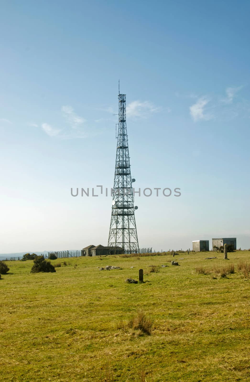 On Caradon Hill Cornwall UK. Communication masts.