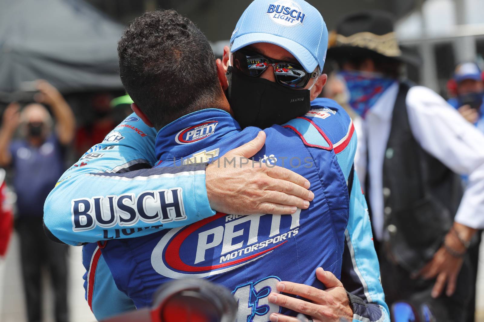 June 22, 2020 - Talldega, Alabama, USA: #43 driver, Darrell Wallace Jr, is overcome by emotion before the Geico 500 at Talladega Superspeedway in Talldega, Alabama. The day before, a noose was found in his garage, both NASCAR and the FBI are investigating the incident.