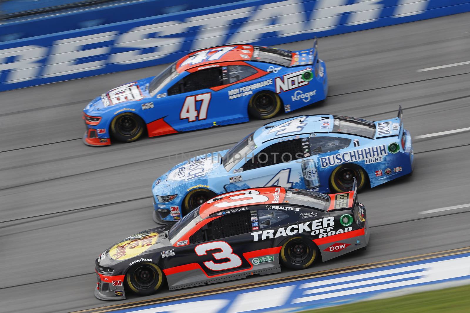 Austin Dillon (3) races down the dogleg during the GEICO 500 at Talladega Superspeedway in Lincoln, Alabama.