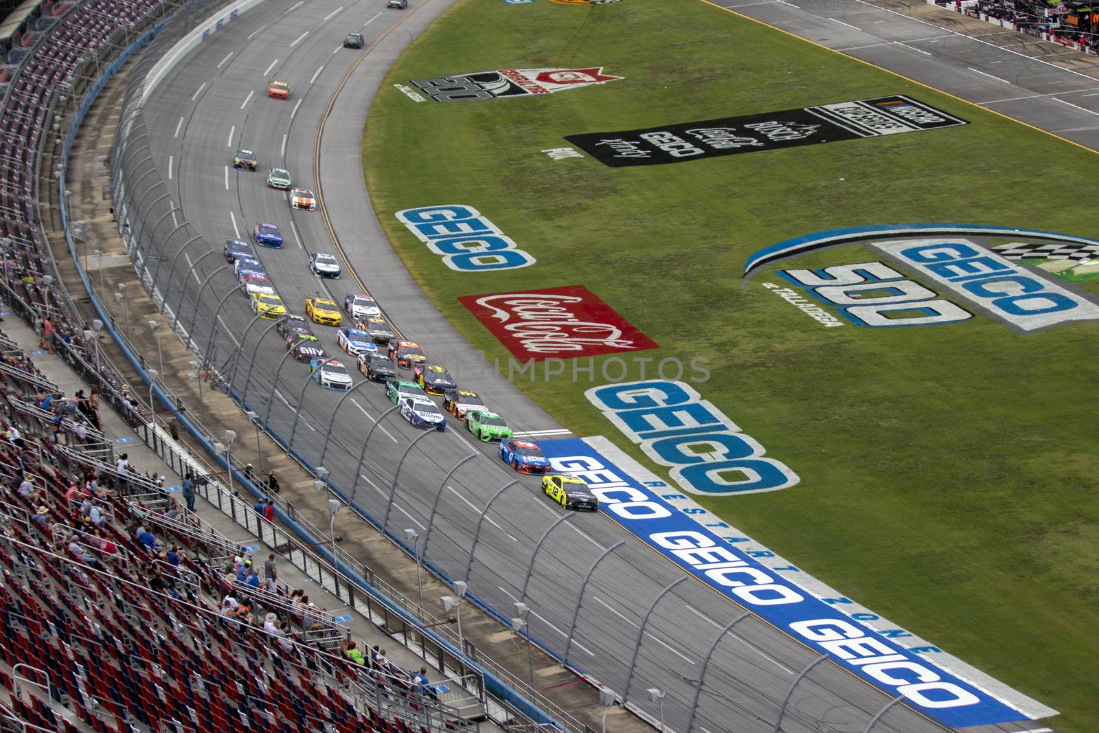 Ryan Blaney (12) races for position for the GEICO 500 at Talladega Superspeedway in Lincoln, Alabama.