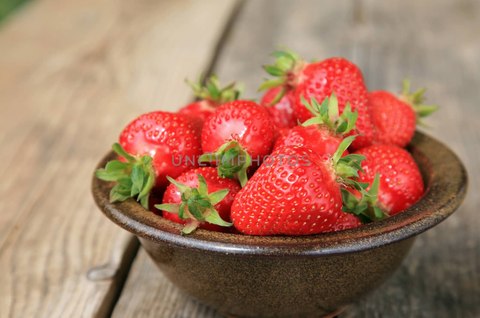 Bowl with fresh strawberries