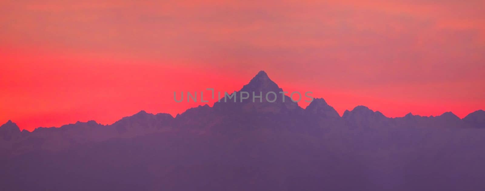 Monviso mount at sunset by claudiodivizia