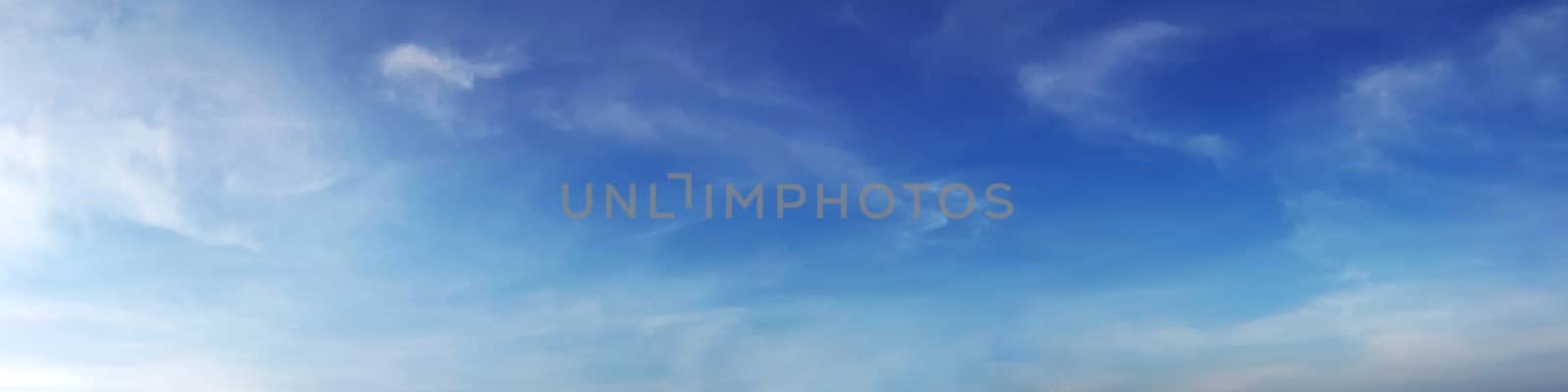 Panorama sky with cloud on a sunny day. Beautiful cirrus cloud.