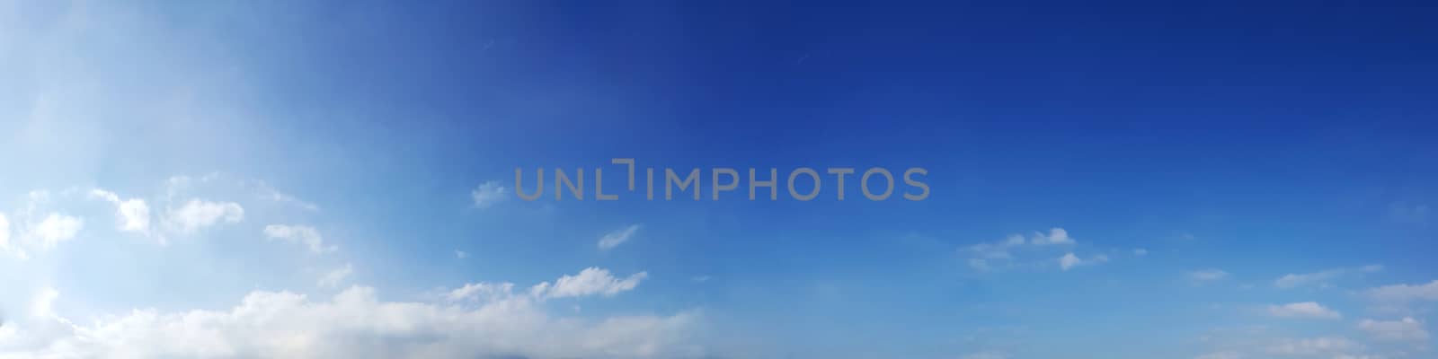 Panorama sky with cloud on a sunny day. Beautiful cirrus cloud.