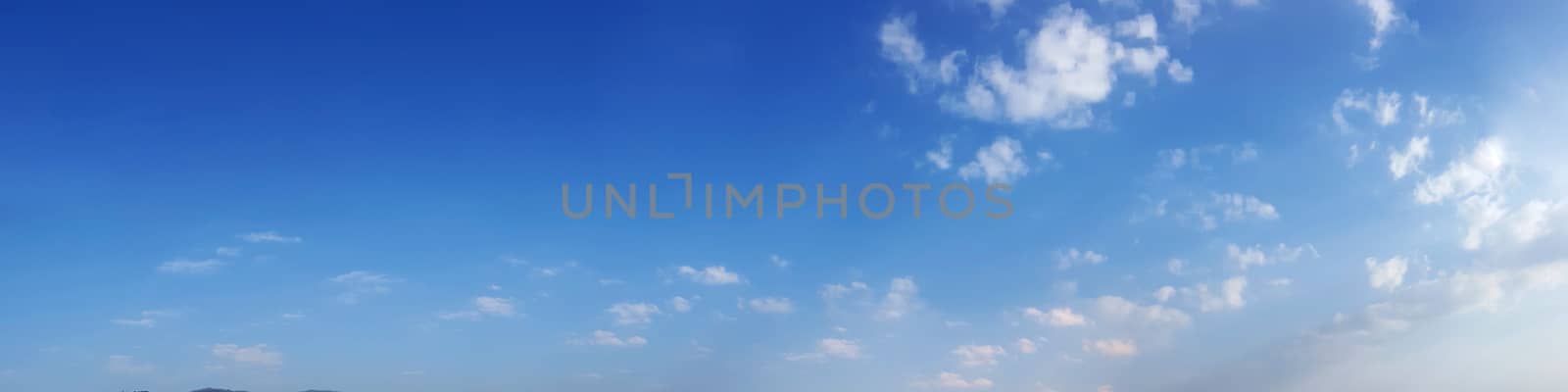 Panorama sky with cloud on a sunny day. Beautiful cirrus cloud.