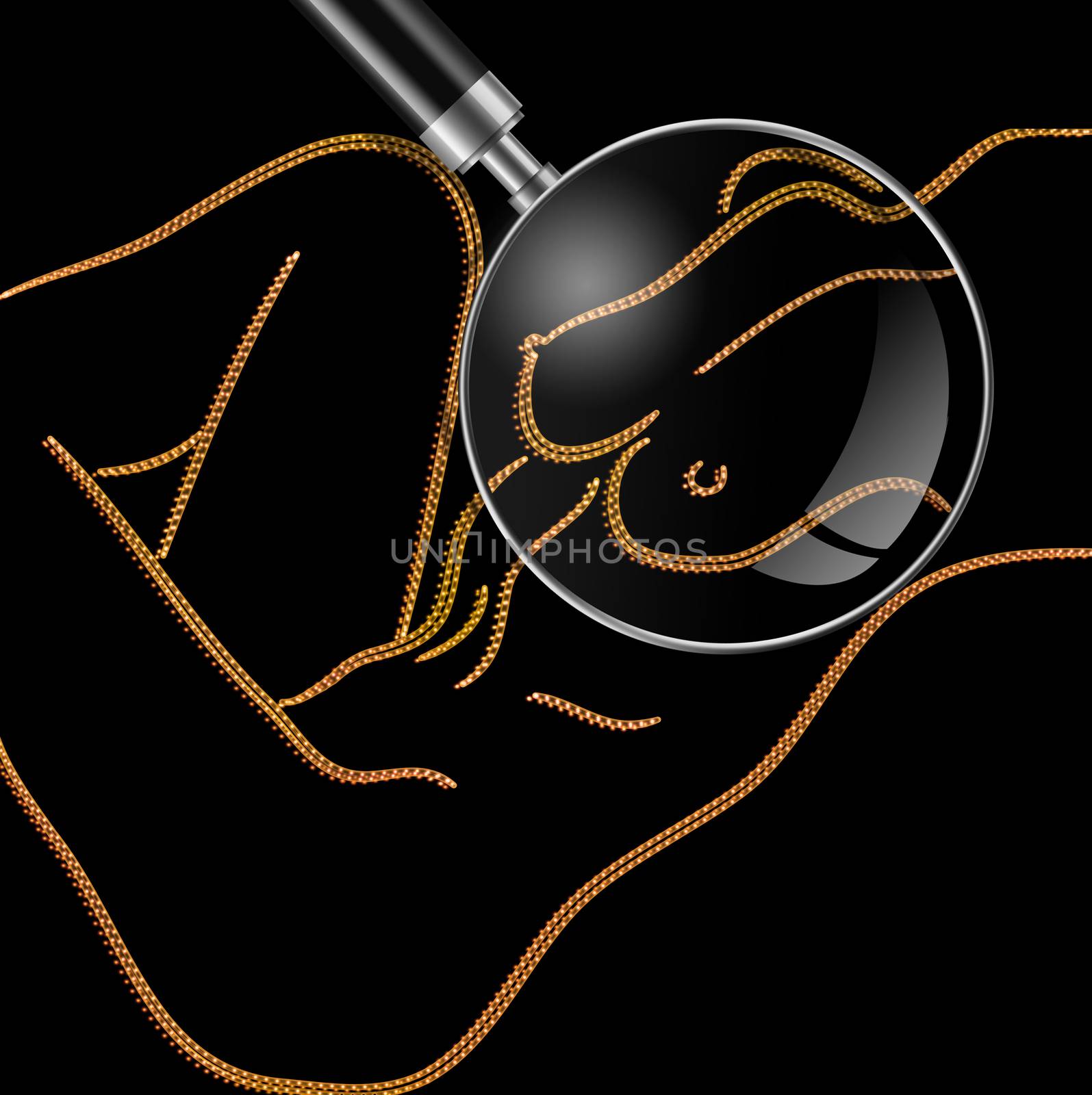 Stylized  led light rope  of a sexy woman made in 2d software