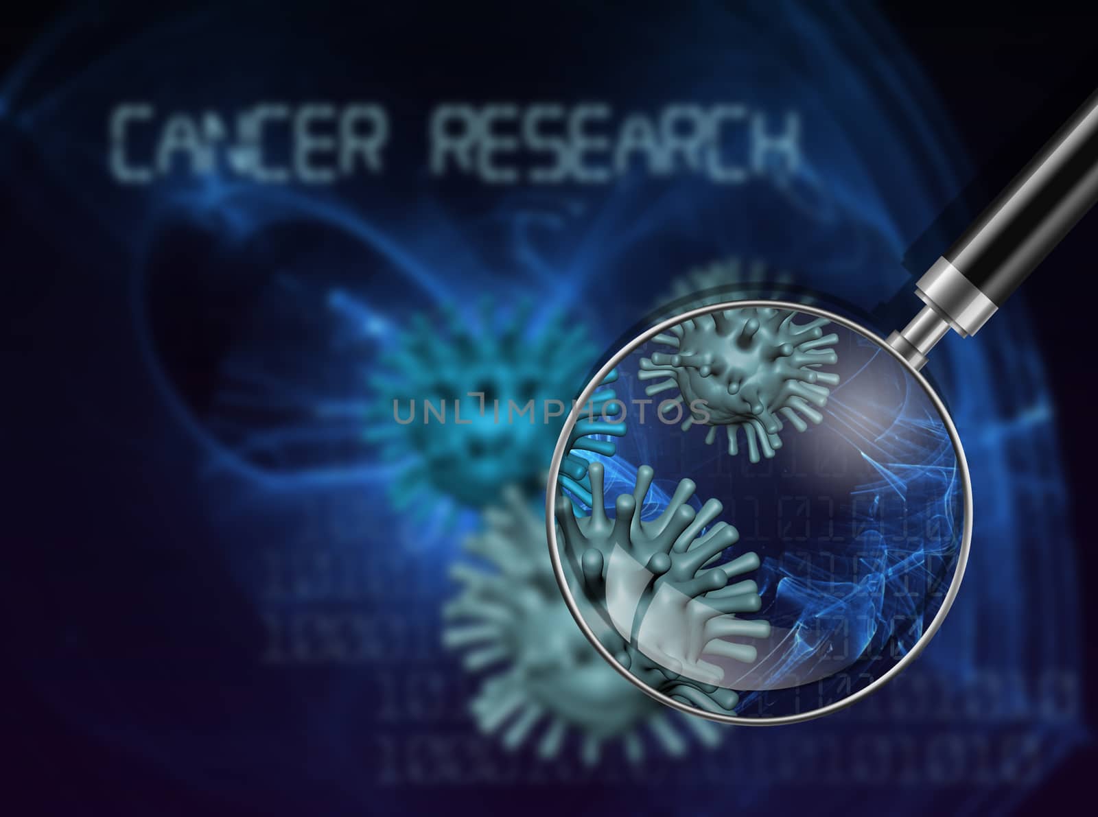 word CANCER RESEARCH  writing on  cancer image    background
