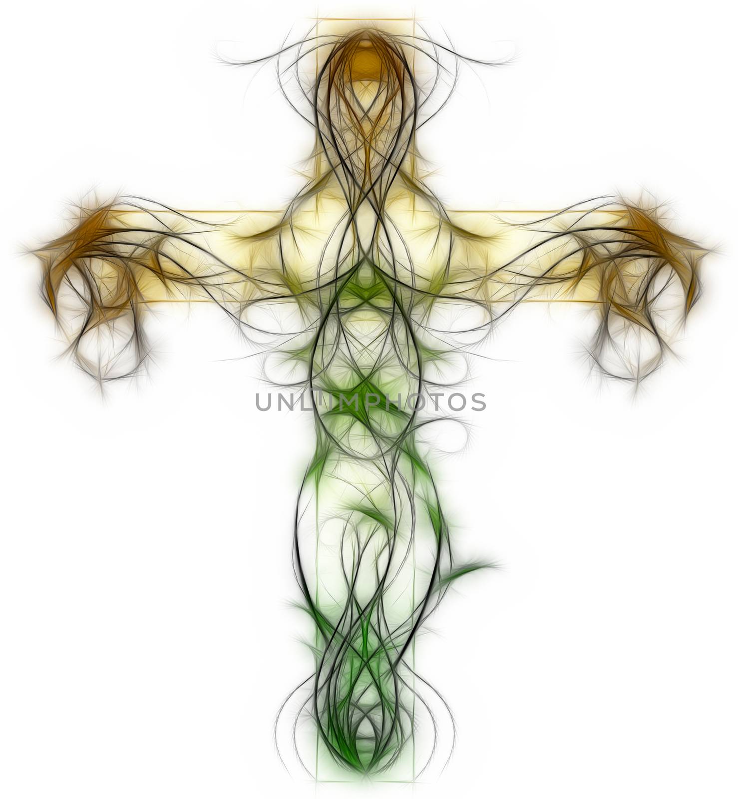 Green Floral Cross made with bevel and  emboss effect
