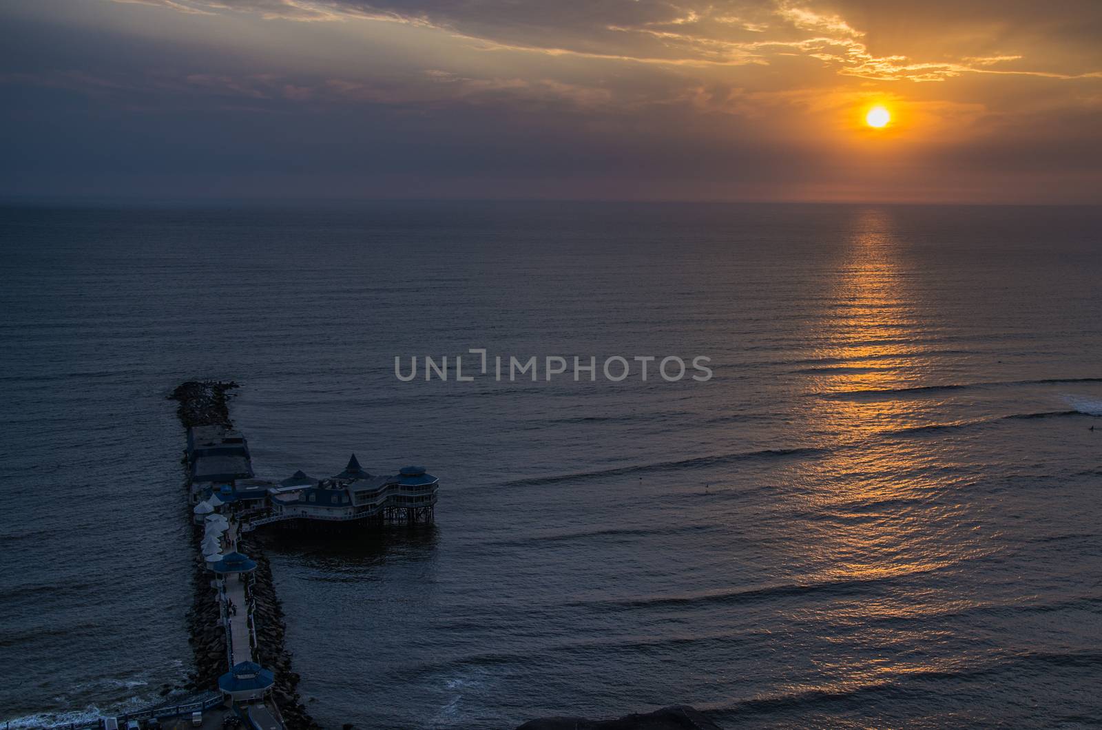 View of a restaurant on the sea called "La Rosa Nautica" in Lima Peru