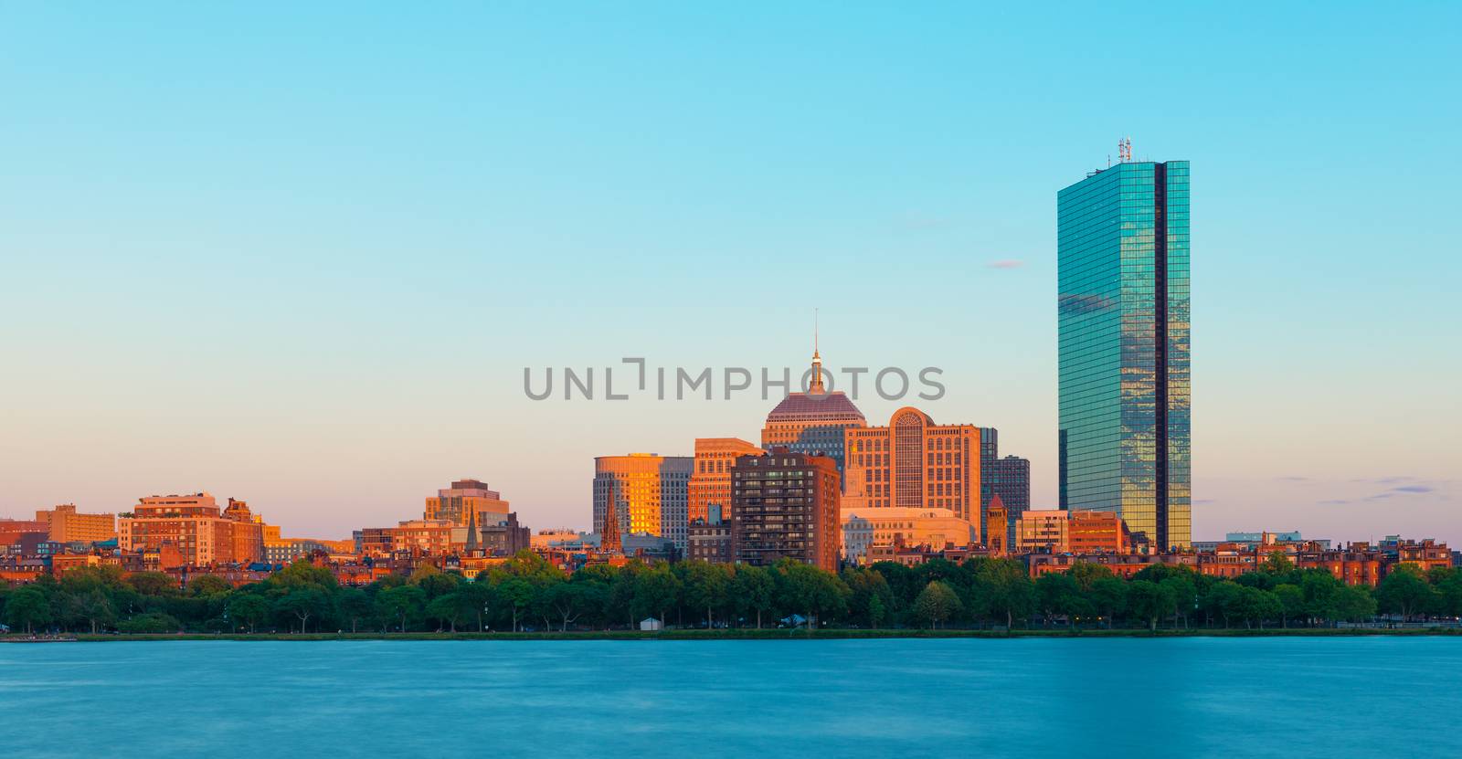 Boston, Massachusetts, USA: View of Boston Back Bay district at dusk