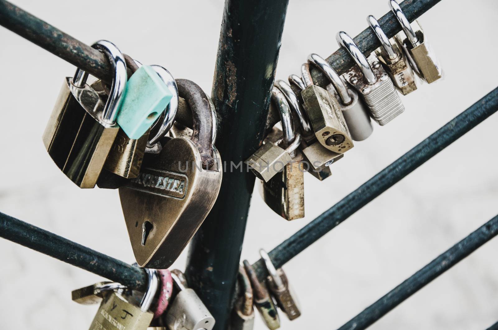 Padlock with meanings of love in the park of love in Miraflores, Lima - Peru