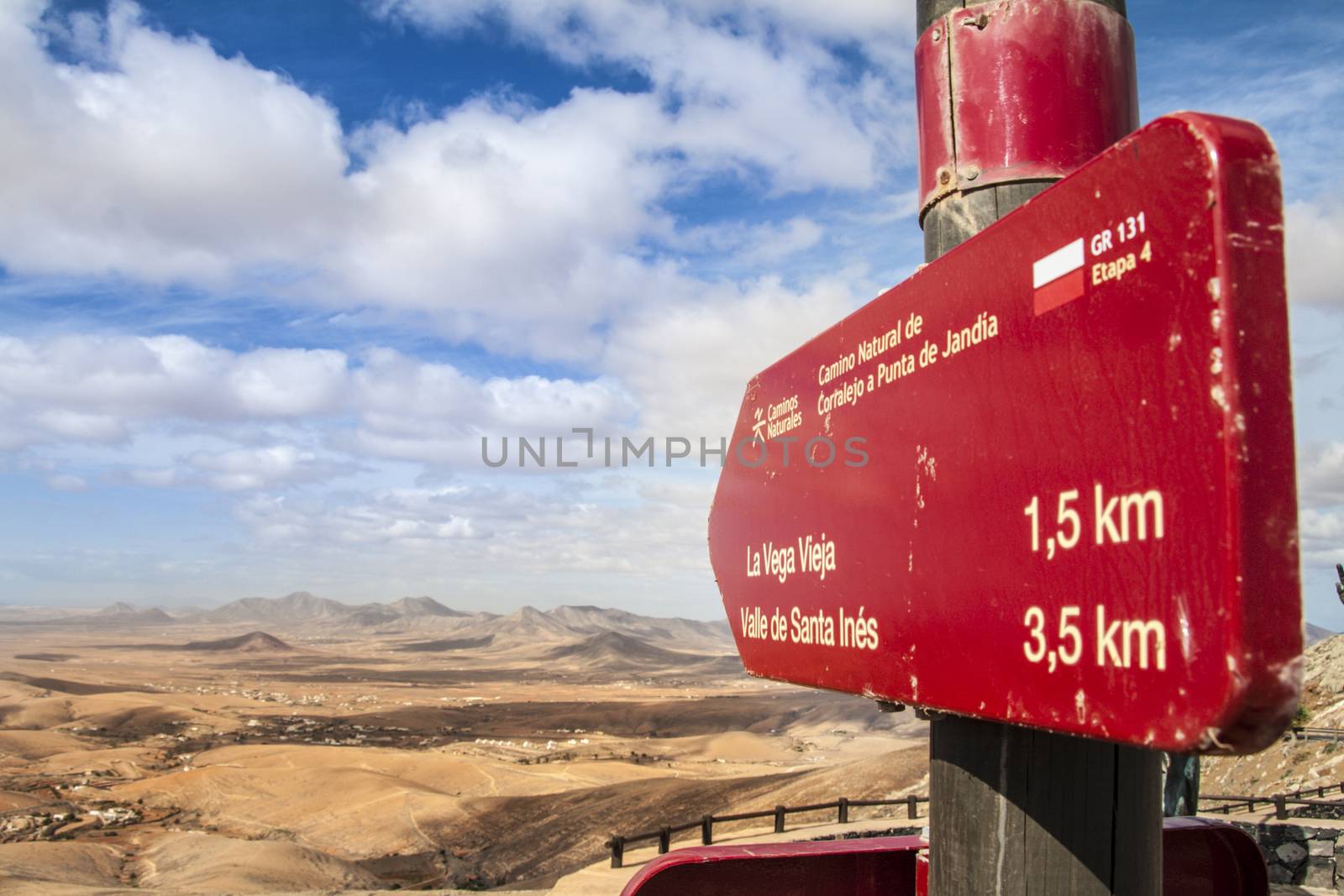 Arrow sign pointing to Santa Ines Valley in Fuerteventura island by tanaonte