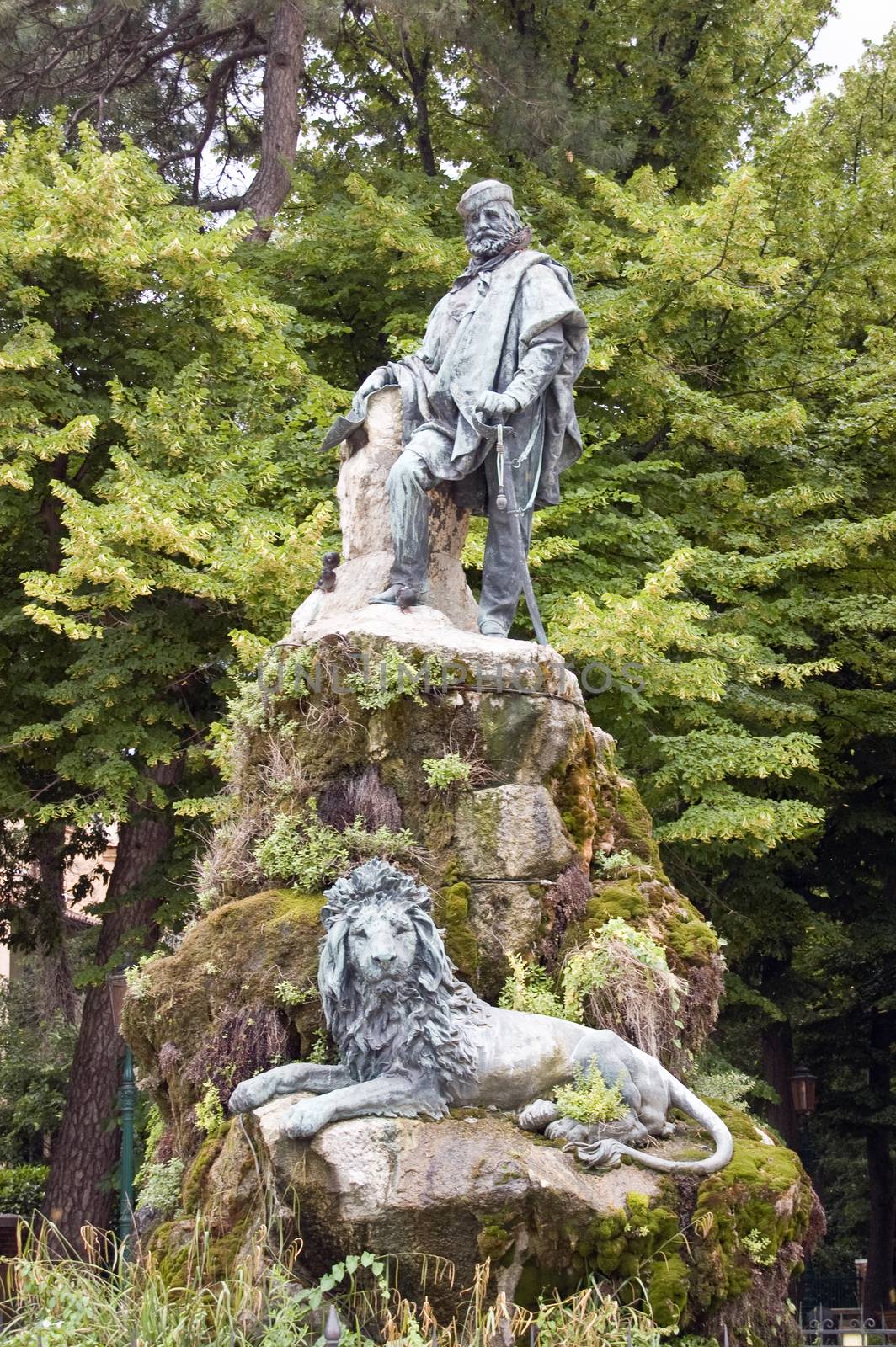 The impressive Monument to Giuseppe Garibaldi erected in 1885 in the Giardini, Venice, Italy. On public display over 100 years.