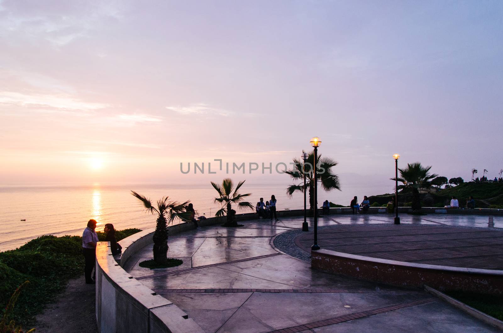 View of the sunset from a park in Miraflores, Lima - Peru