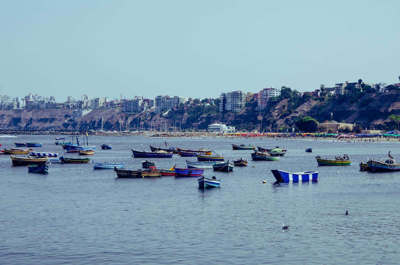 View from the beach Pescadores in Chorrillos, Lima- Peru