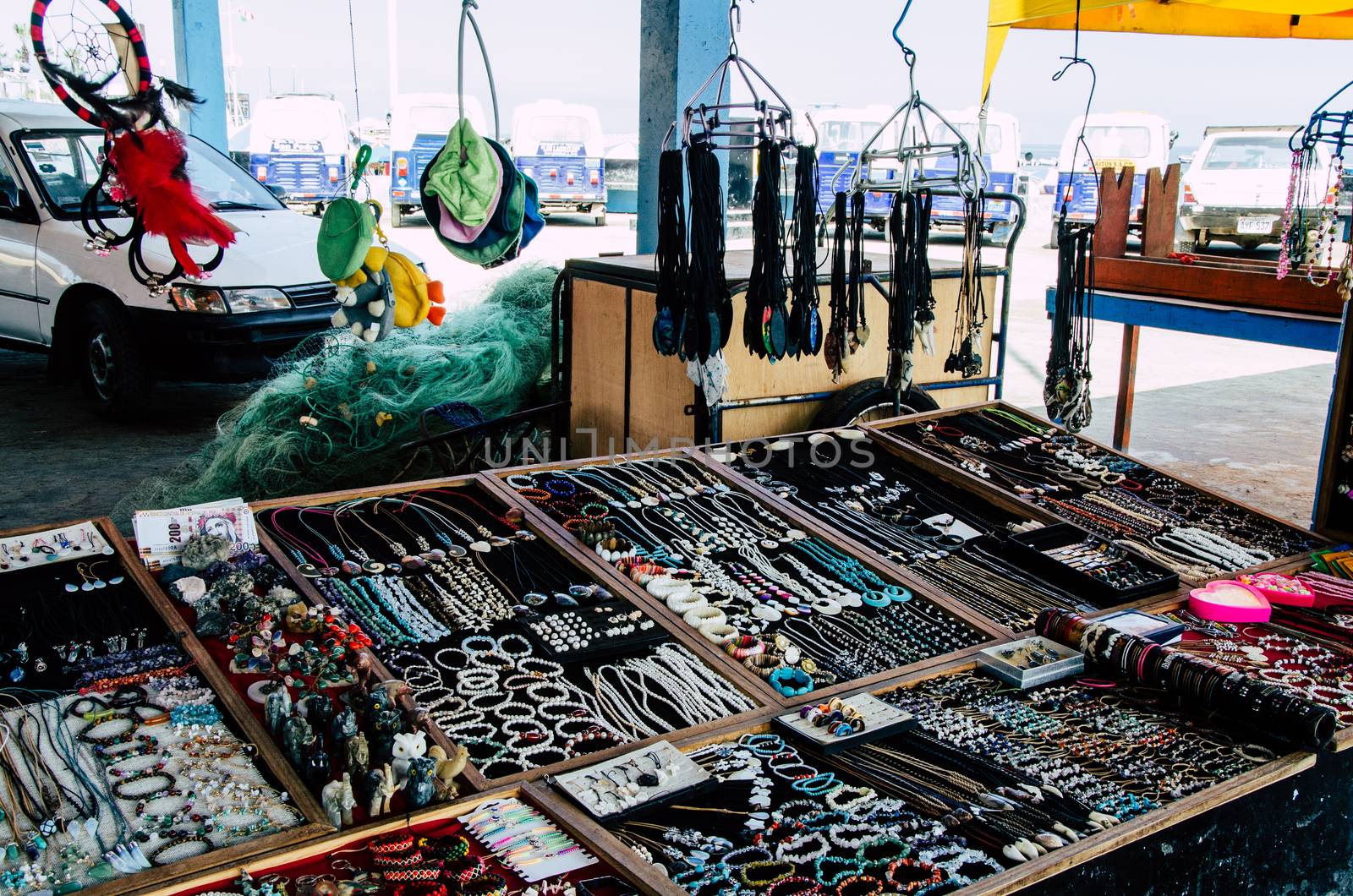 Crafts sale at the Pescadores Beach in Chorrillos, Lima - Peru