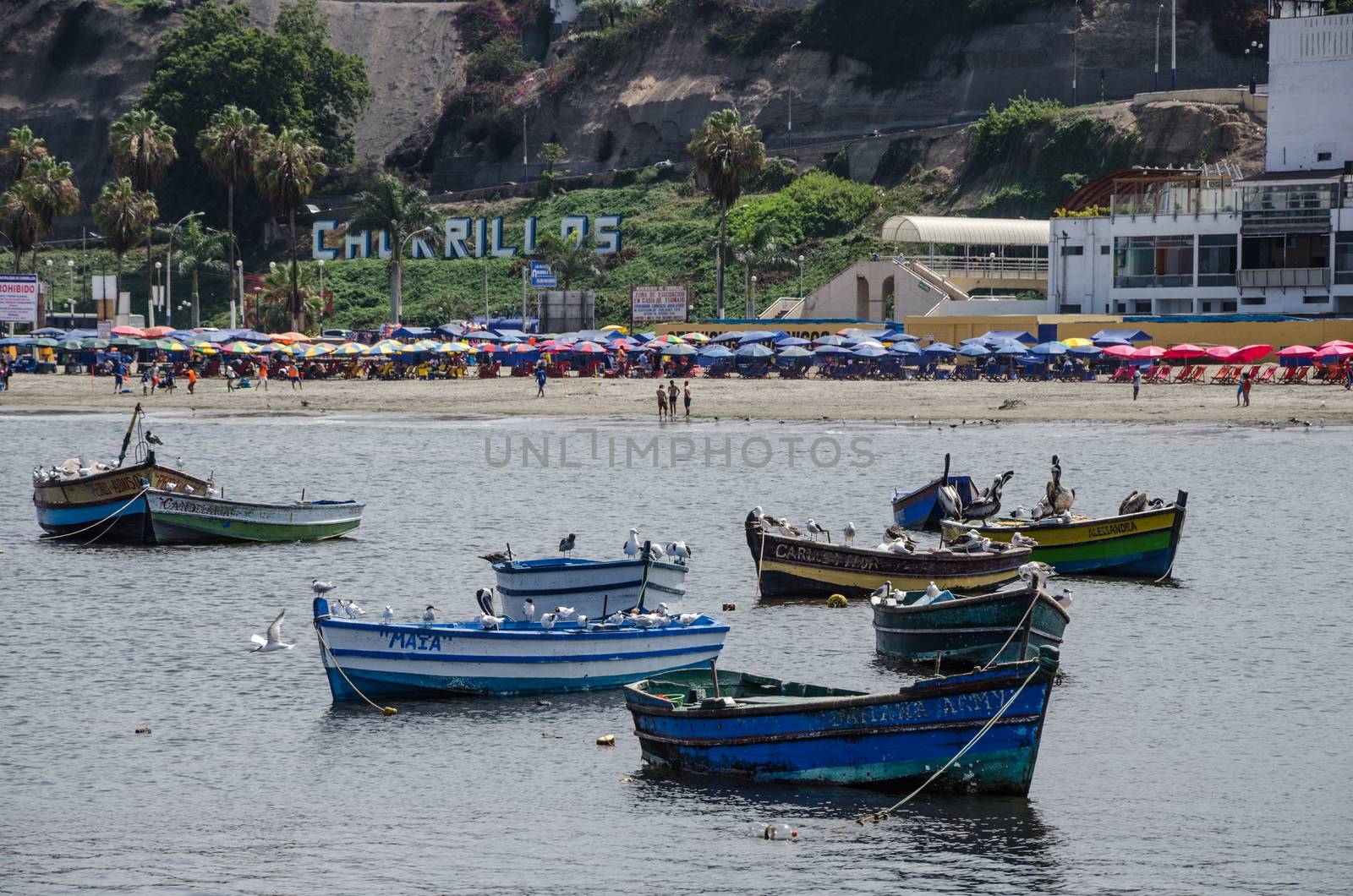 View from the beach Pescadores in Chorrillos, Lima- Peru
