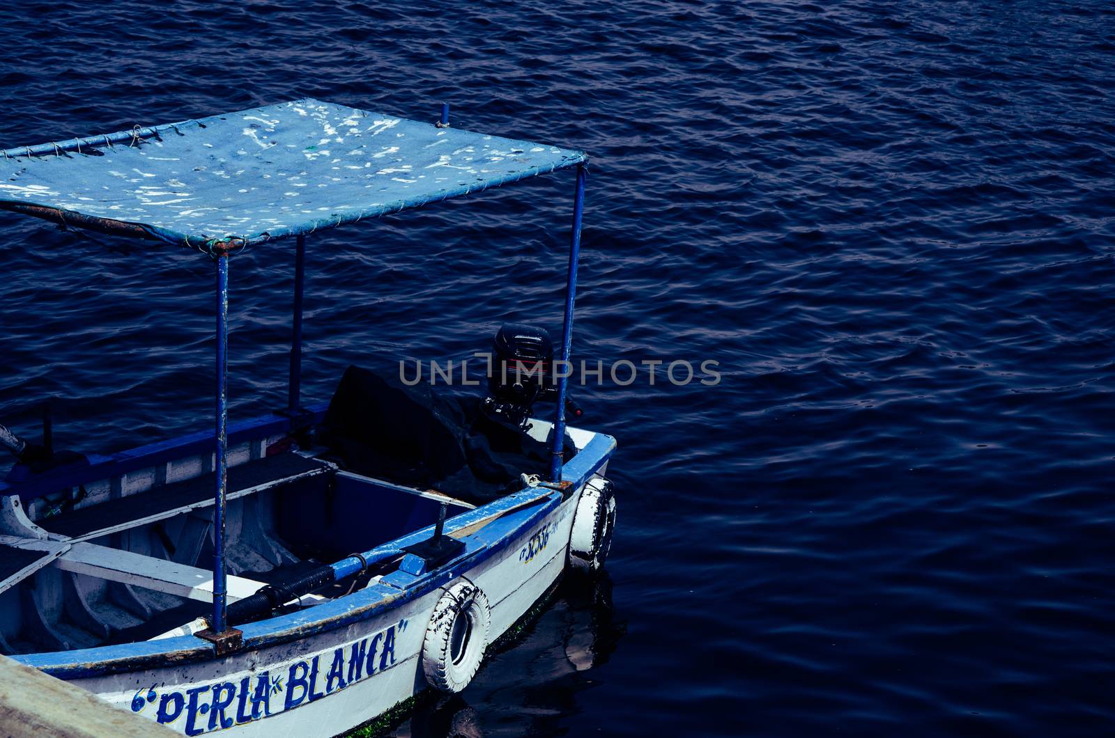 Boat " Perla Blanca " in the beach Pescadores in Chorrillos , Lima- Peru