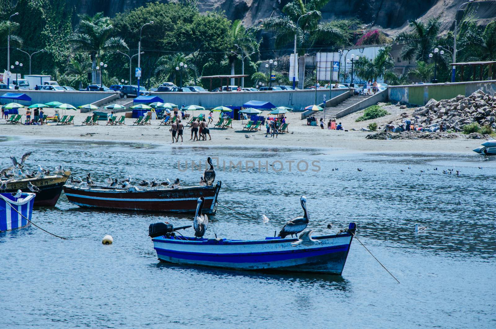 View from the beach Pescadores in Chorrillos, Lima- Peru