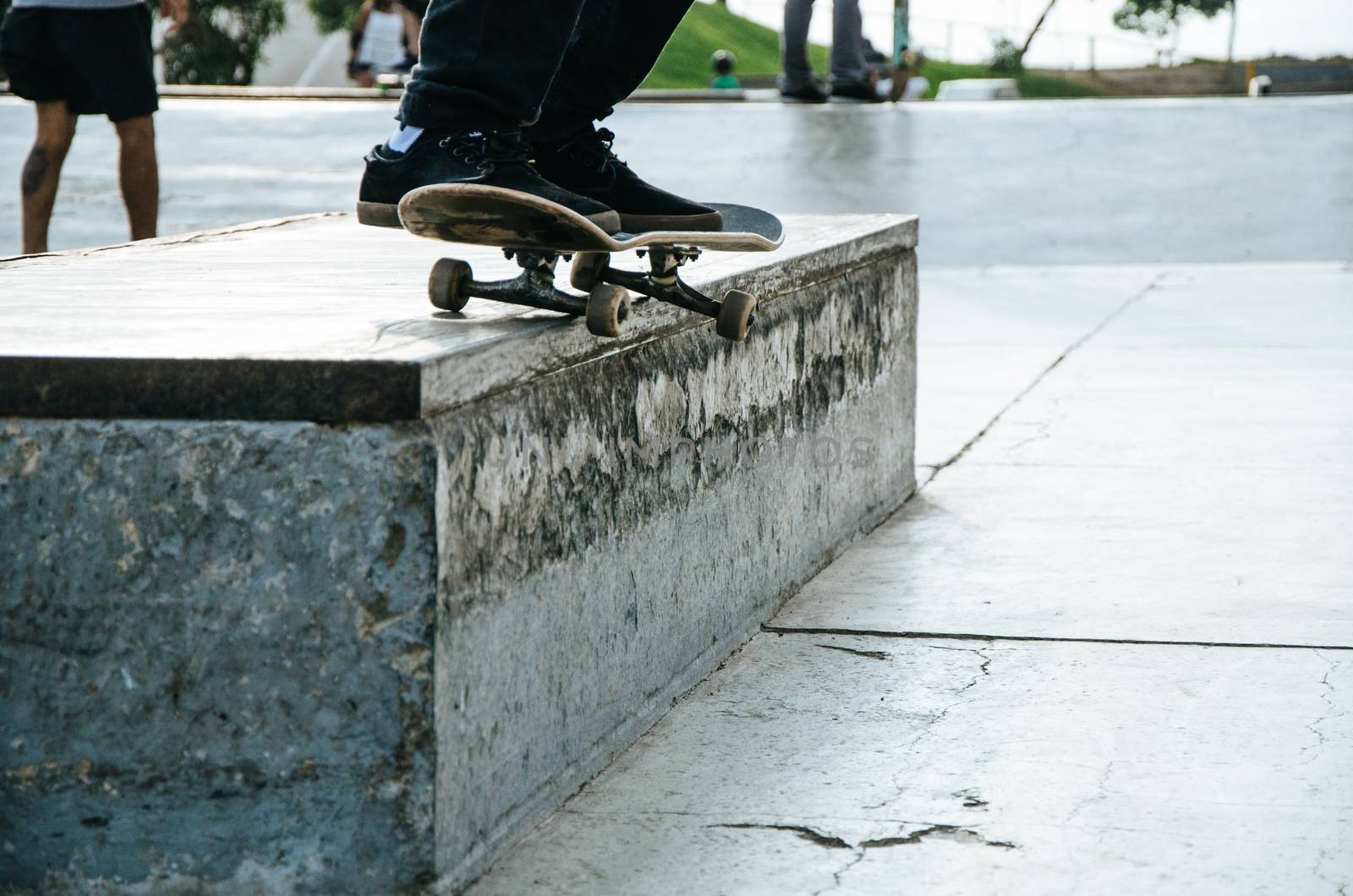 Skater practicing at the Miraflores skatepark in Lima - Peru