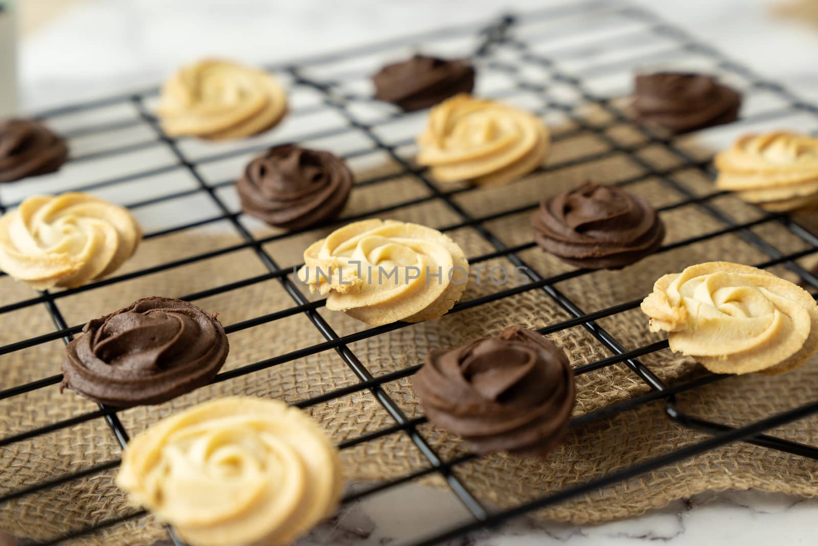 Homemade simple dark and white chocolate cookies