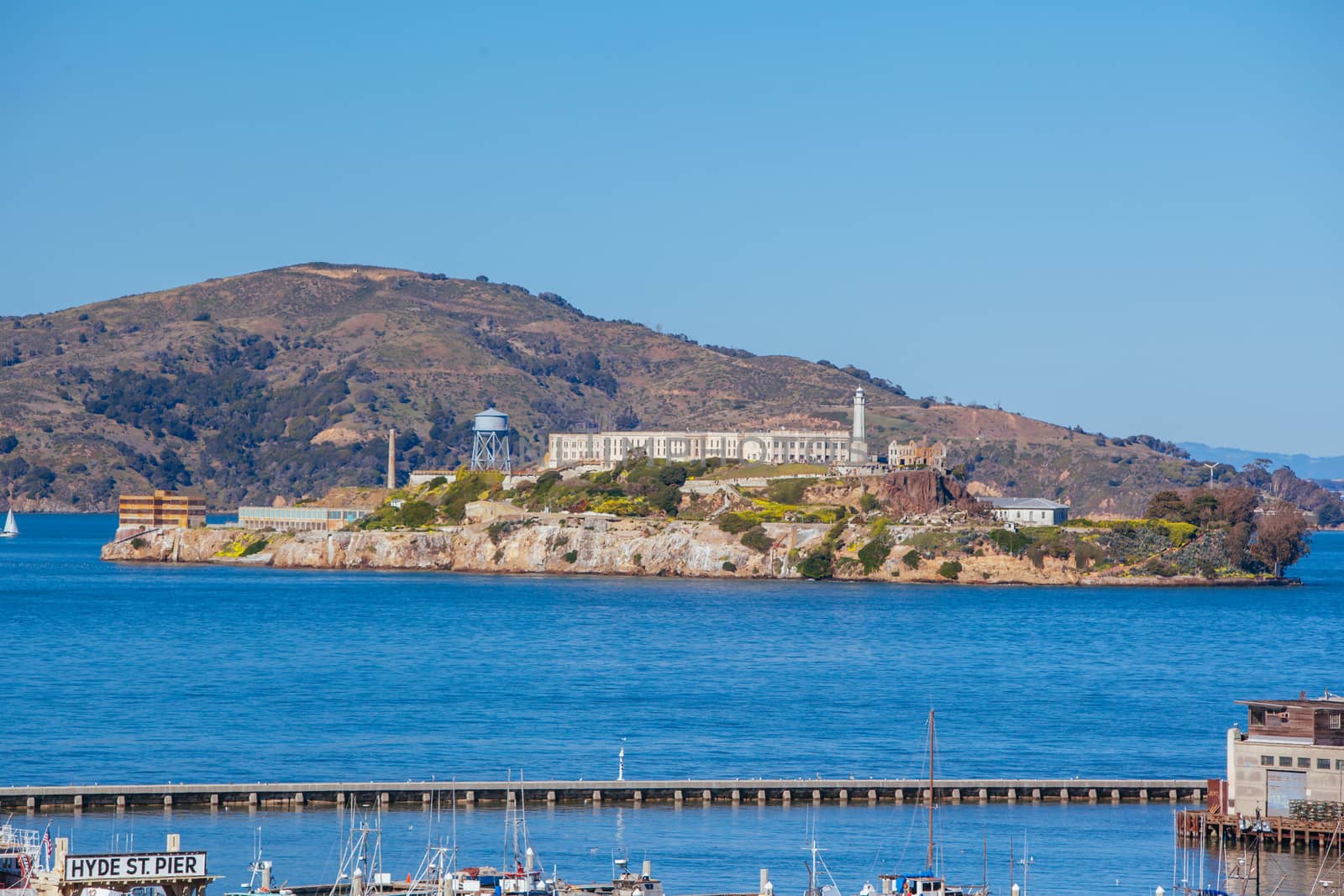 San Francisco, USA - February 11 2013: San Francisco skyline and Alcatraz in California, USA
