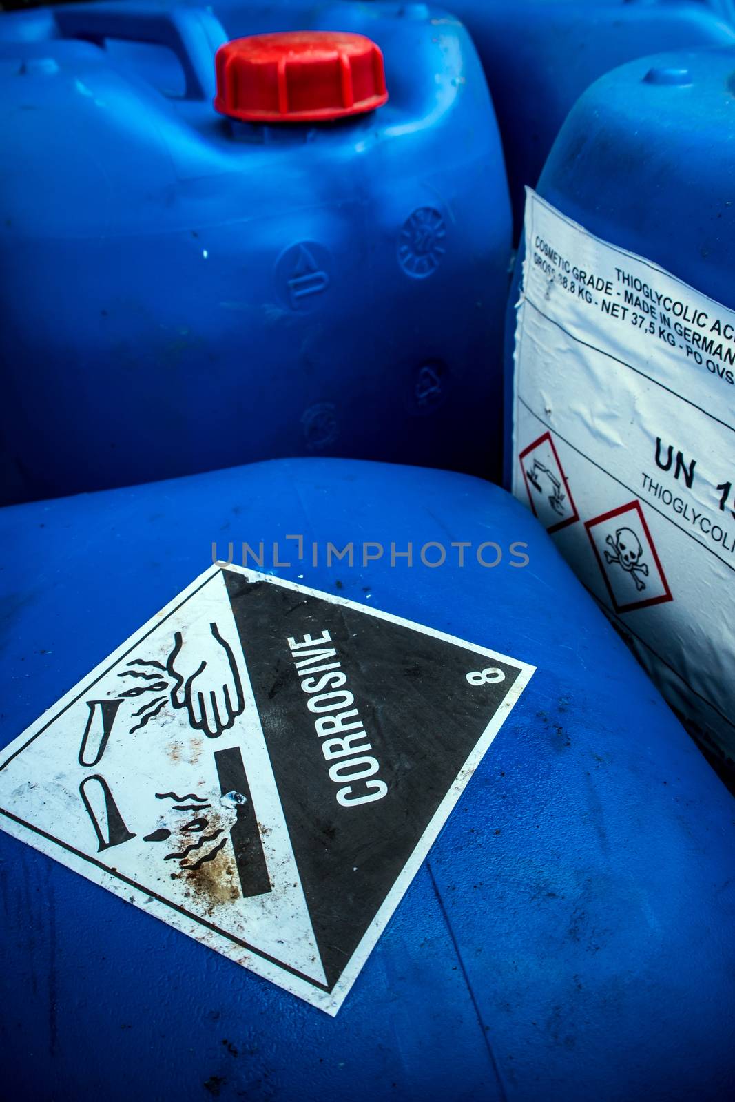 Corrosive material at the acid container by Satakorn