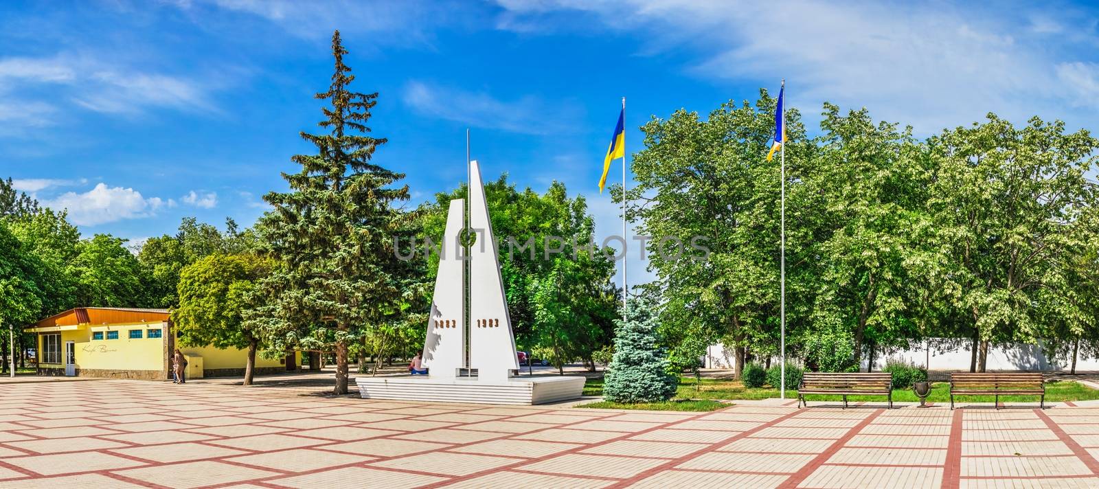 Izmail, Ukraine 06.07.2020. City Embankment on the Danube River in the city of Izmail, Ukraine, on a sunny summer day